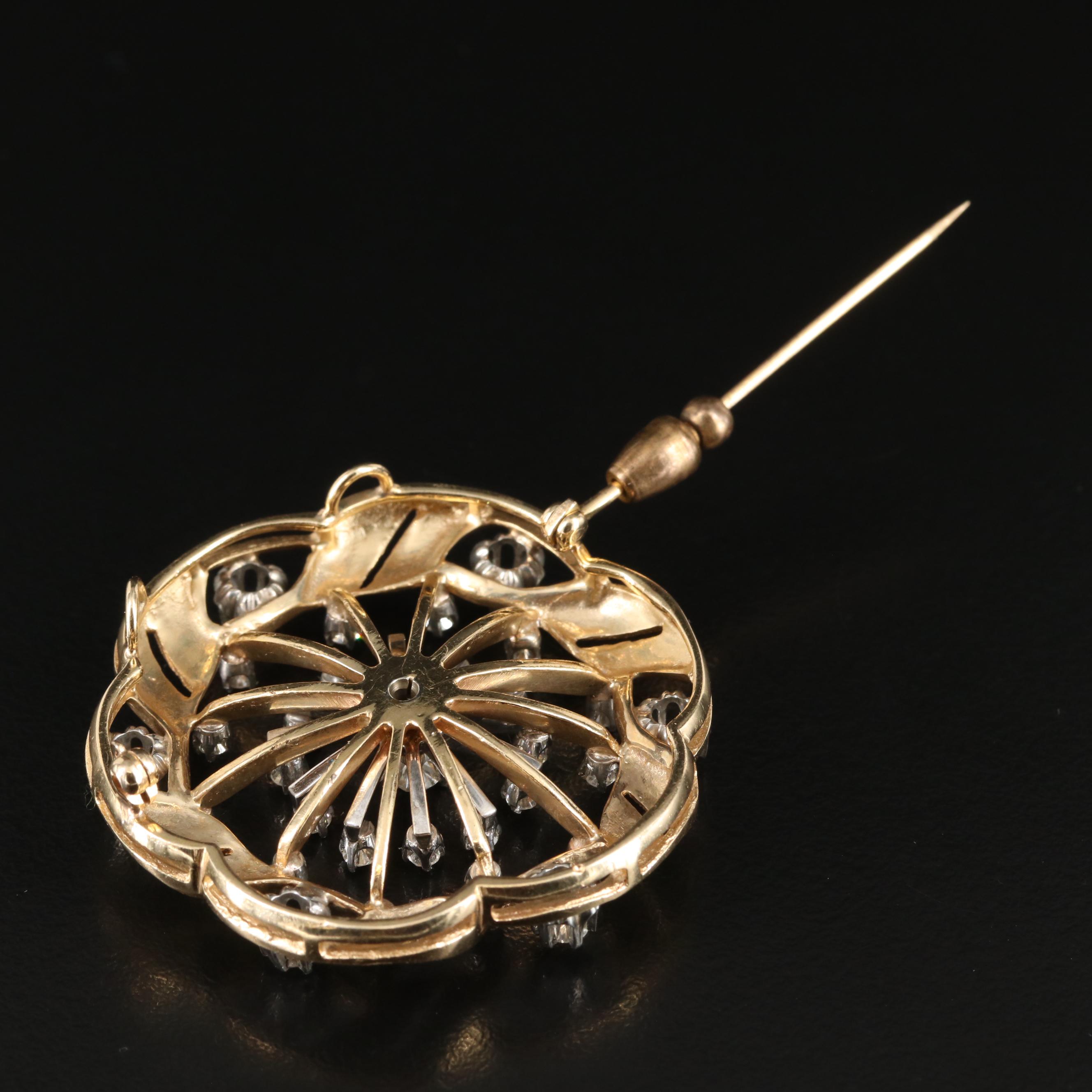 Vintage 14K 1.72 CTW Diamond Converter Brooch