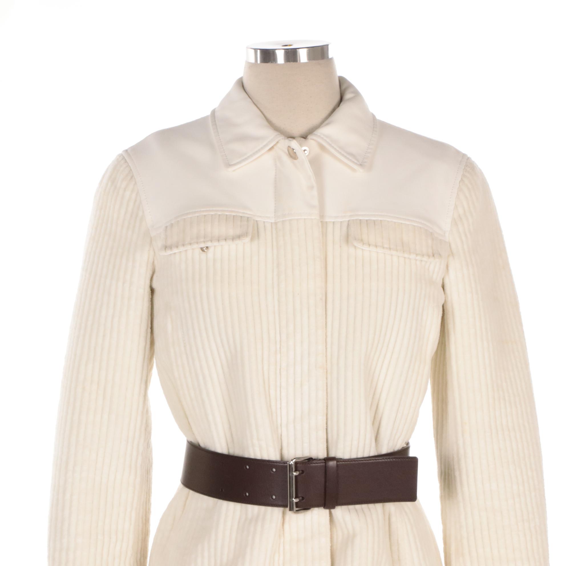 Prada Linea Rossa White Ribbed Cotton Zipper-Front Jacket