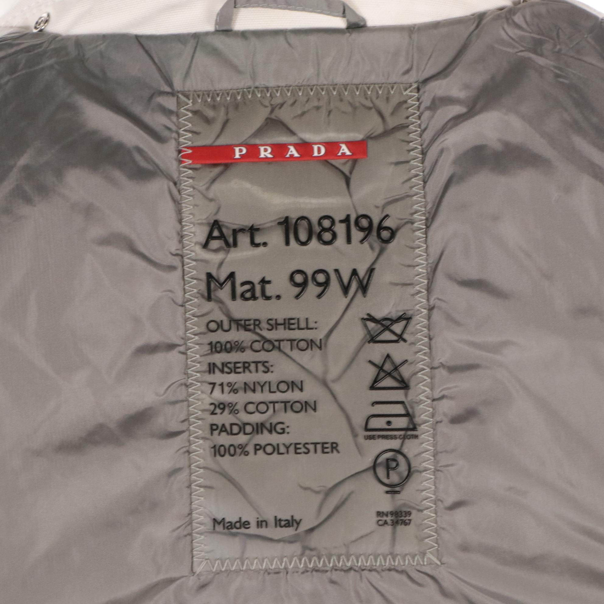 Prada Linea Rossa White Ribbed Cotton Zipper-Front Jacket