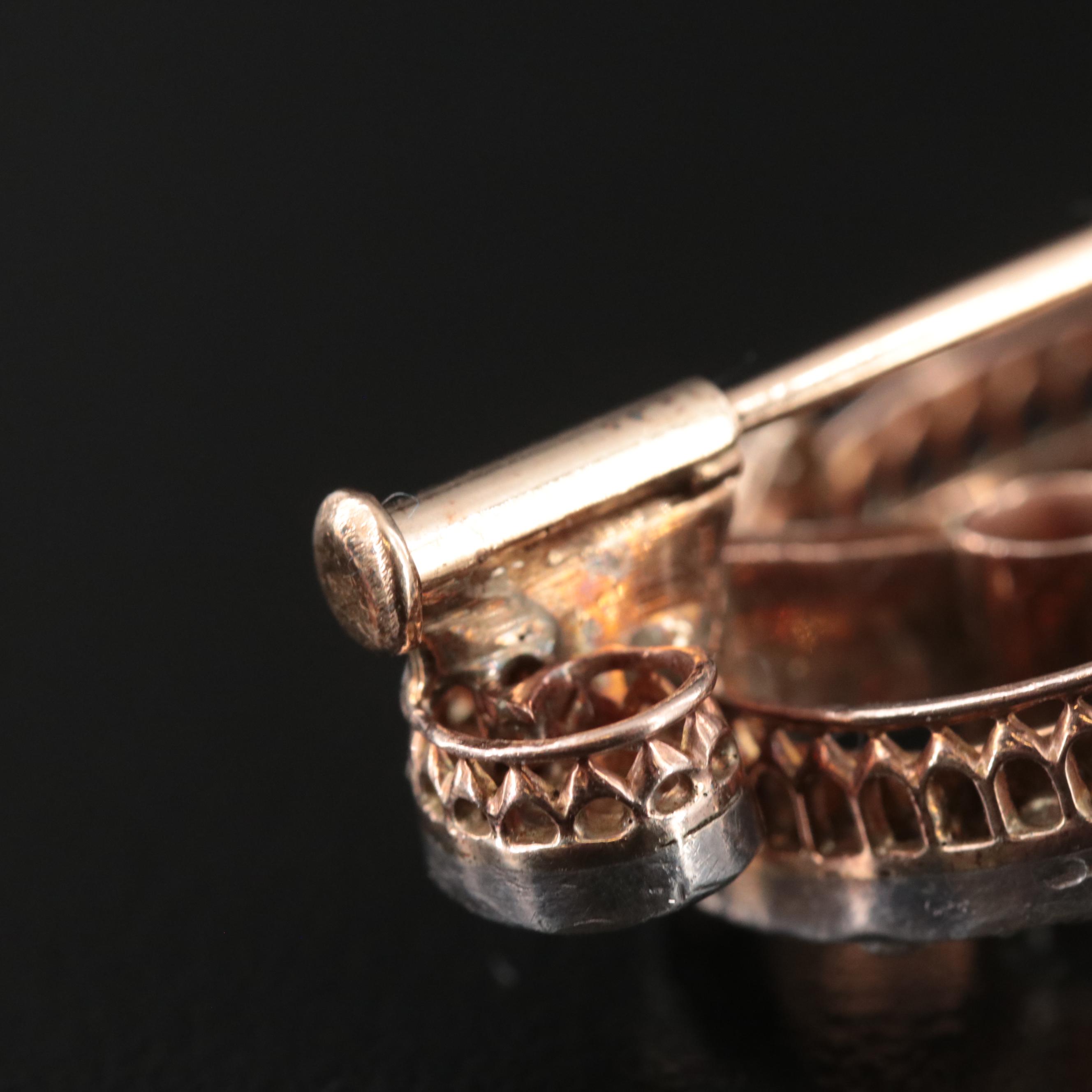 Antique 18K Sapphire and 2.35 CTW Diamond Brooch with Sterling Top