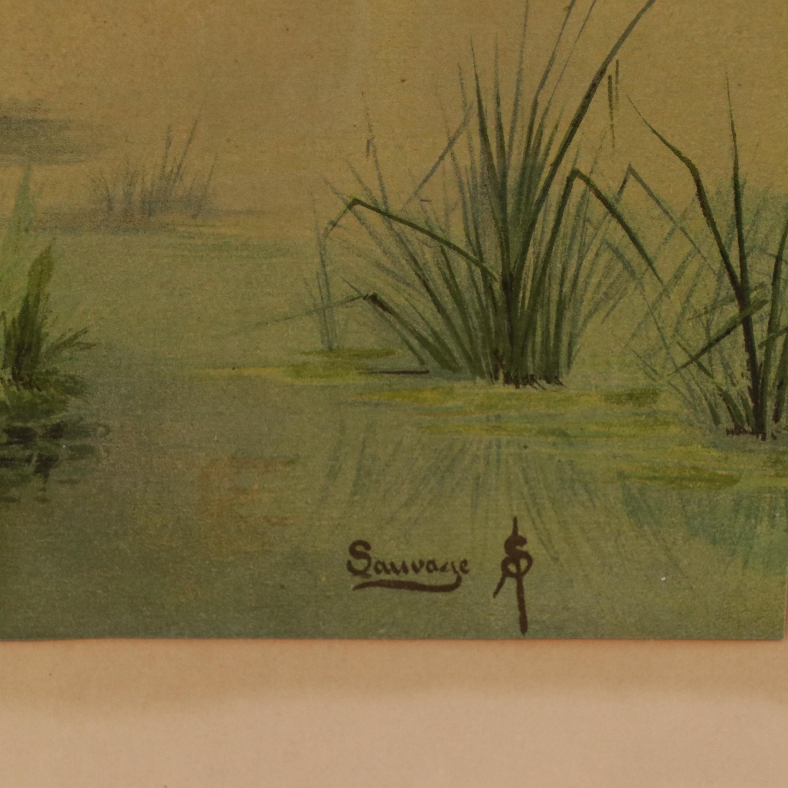 Chromolithograph After Arsene Sauvage of a Shepherdess and Sheep