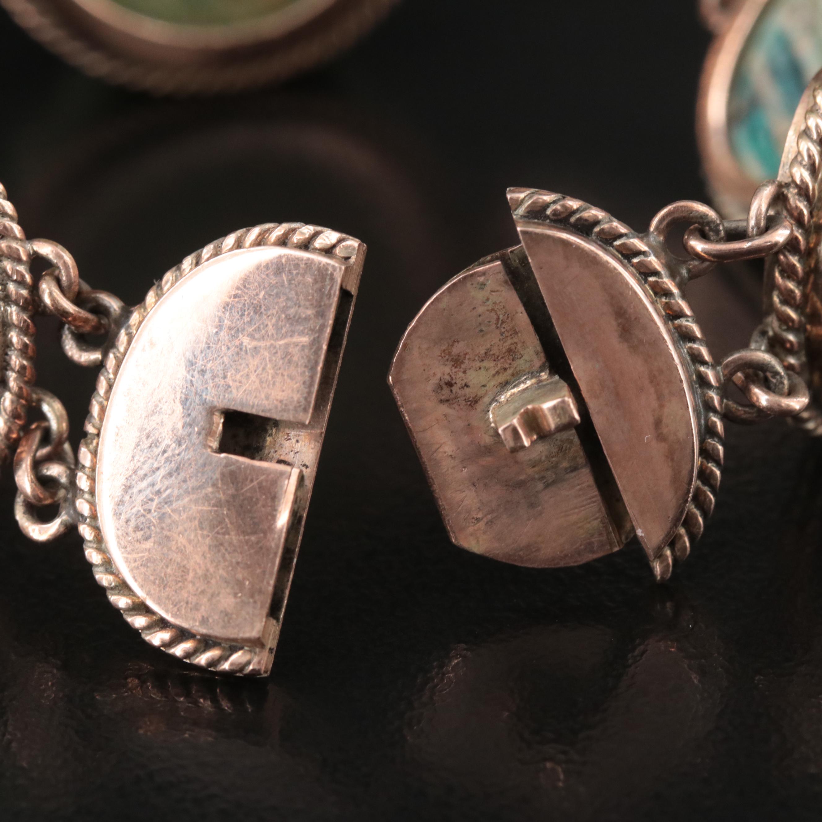 Egyptian Revival 9K Rose Gold Amazonite and Turquoise Scarab Bracelet