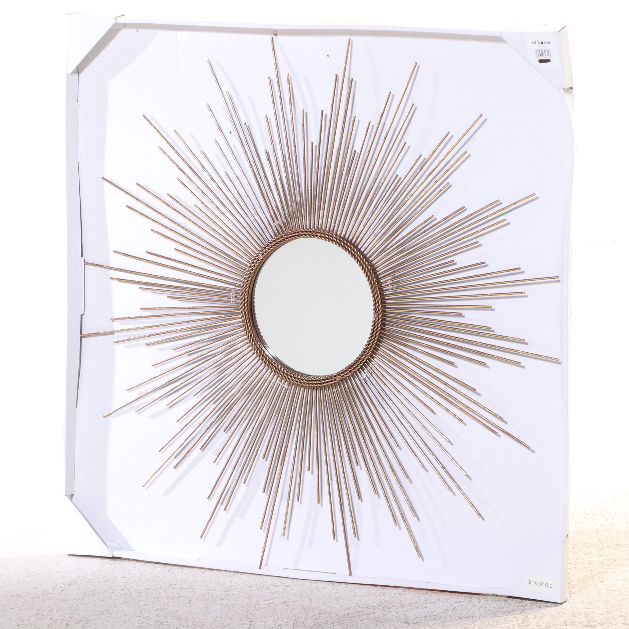 Industrial Style Metal and Laminate Top Desk Plus At Home Starburst Mirror