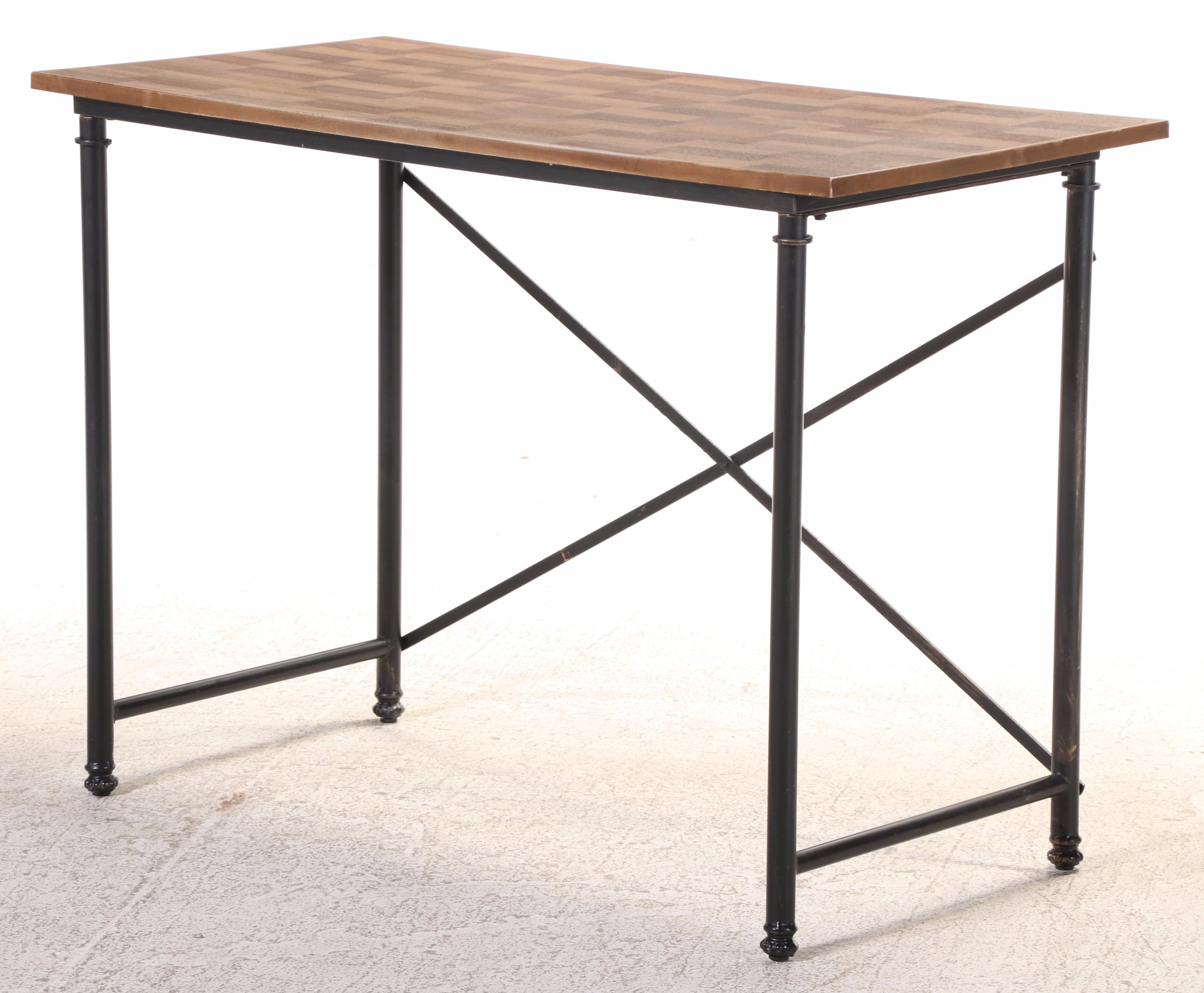 Industrial Style Metal and Laminate Top Desk Plus At Home Starburst Mirror