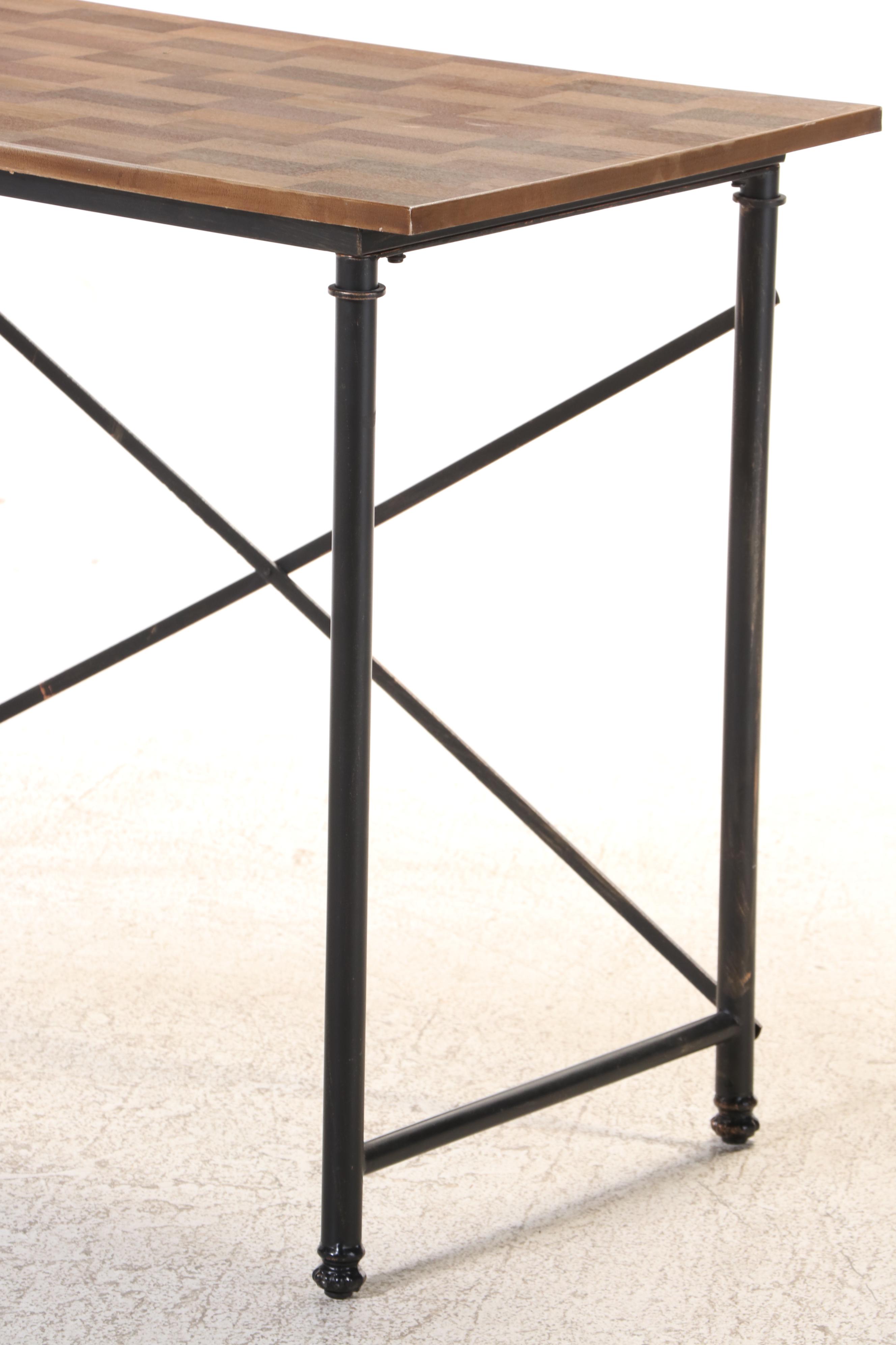 Industrial Style Metal and Laminate Top Desk Plus At Home Starburst Mirror