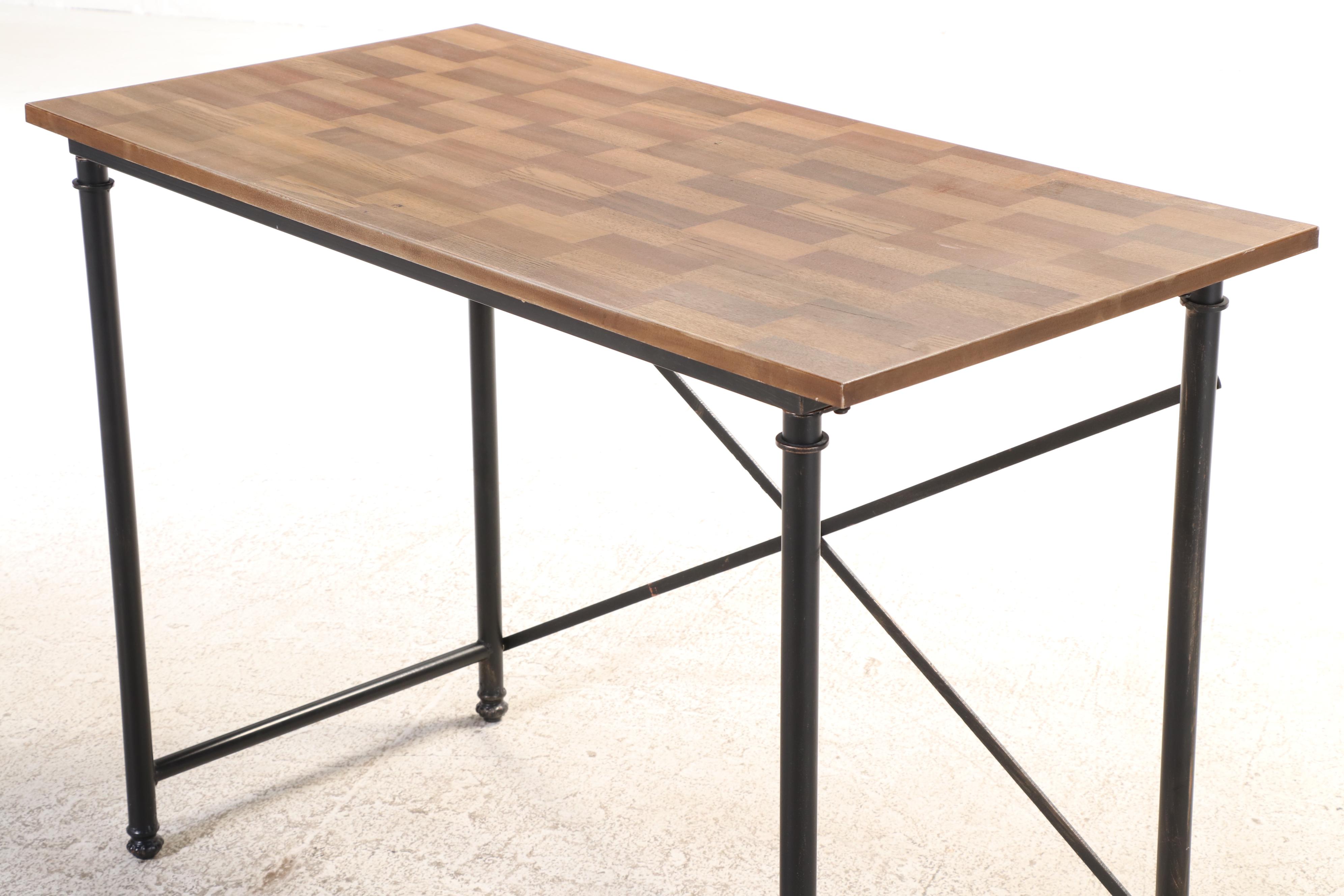 Industrial Style Metal and Laminate Top Desk Plus At Home Starburst Mirror