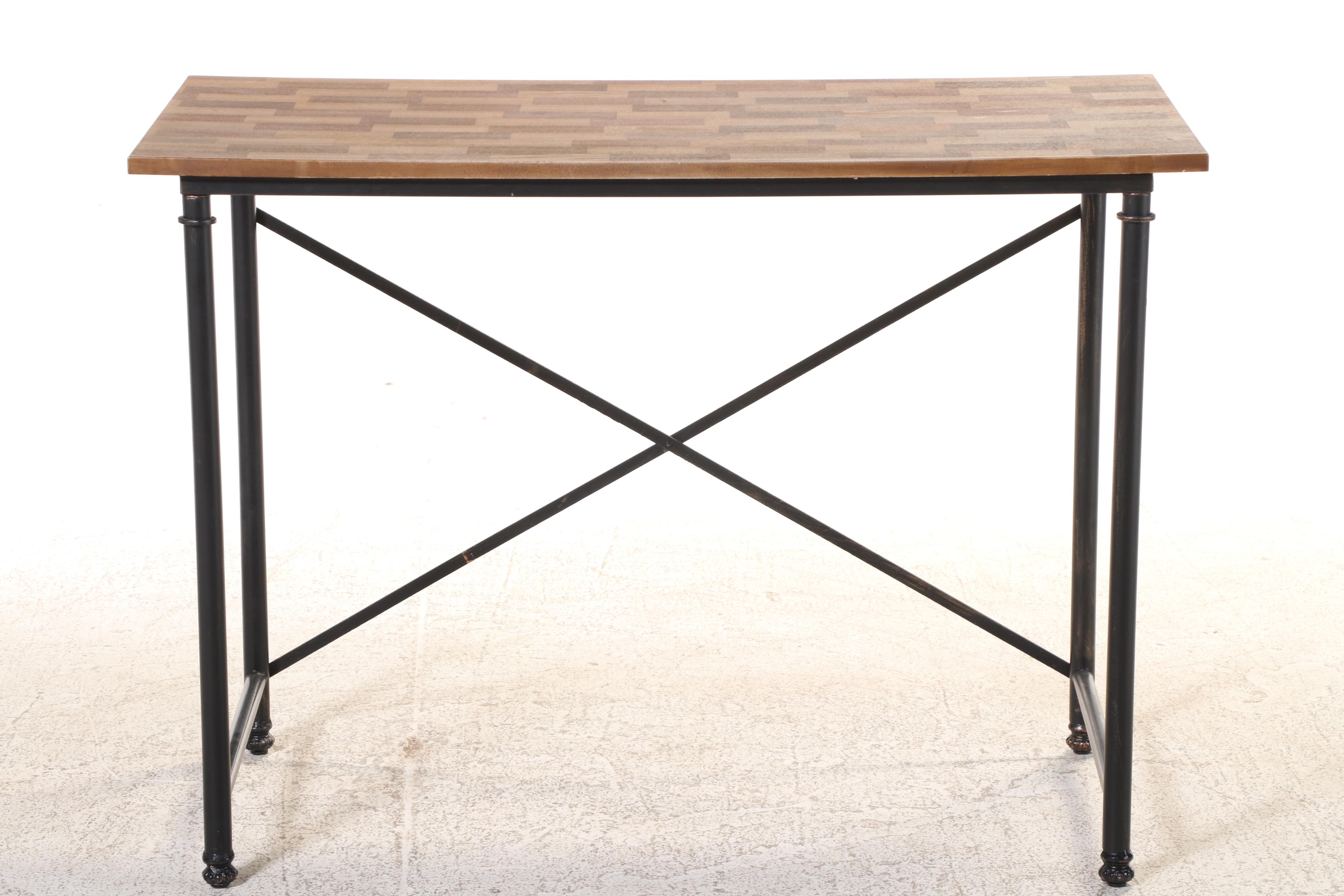 Industrial Style Metal and Laminate Top Desk Plus At Home Starburst Mirror