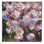 Leif Janek Floral Acrylic Painting "Roses," 21st Century