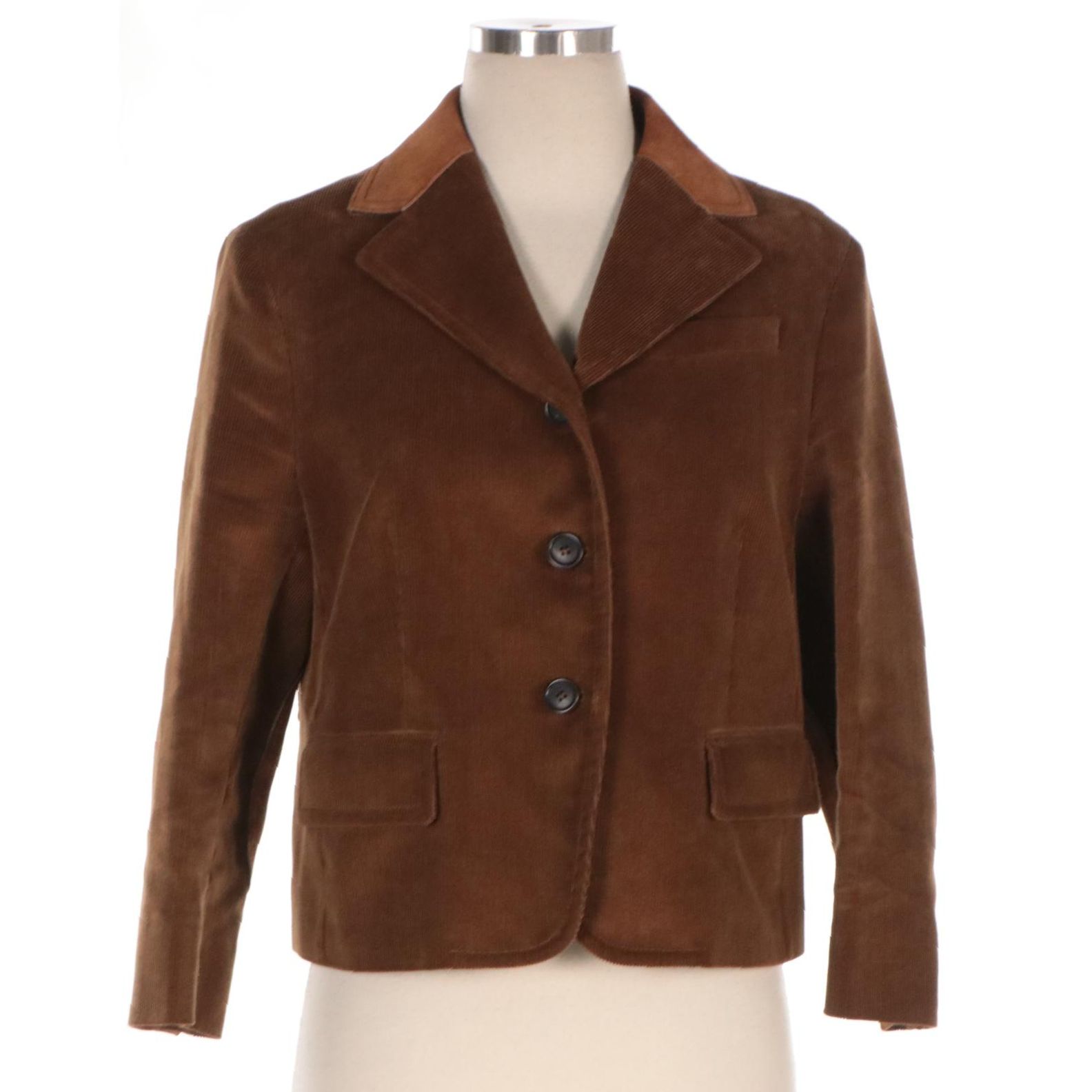 Prada Caramel Brown Corduroy Jacket with Suede Collar and Elbow Patches