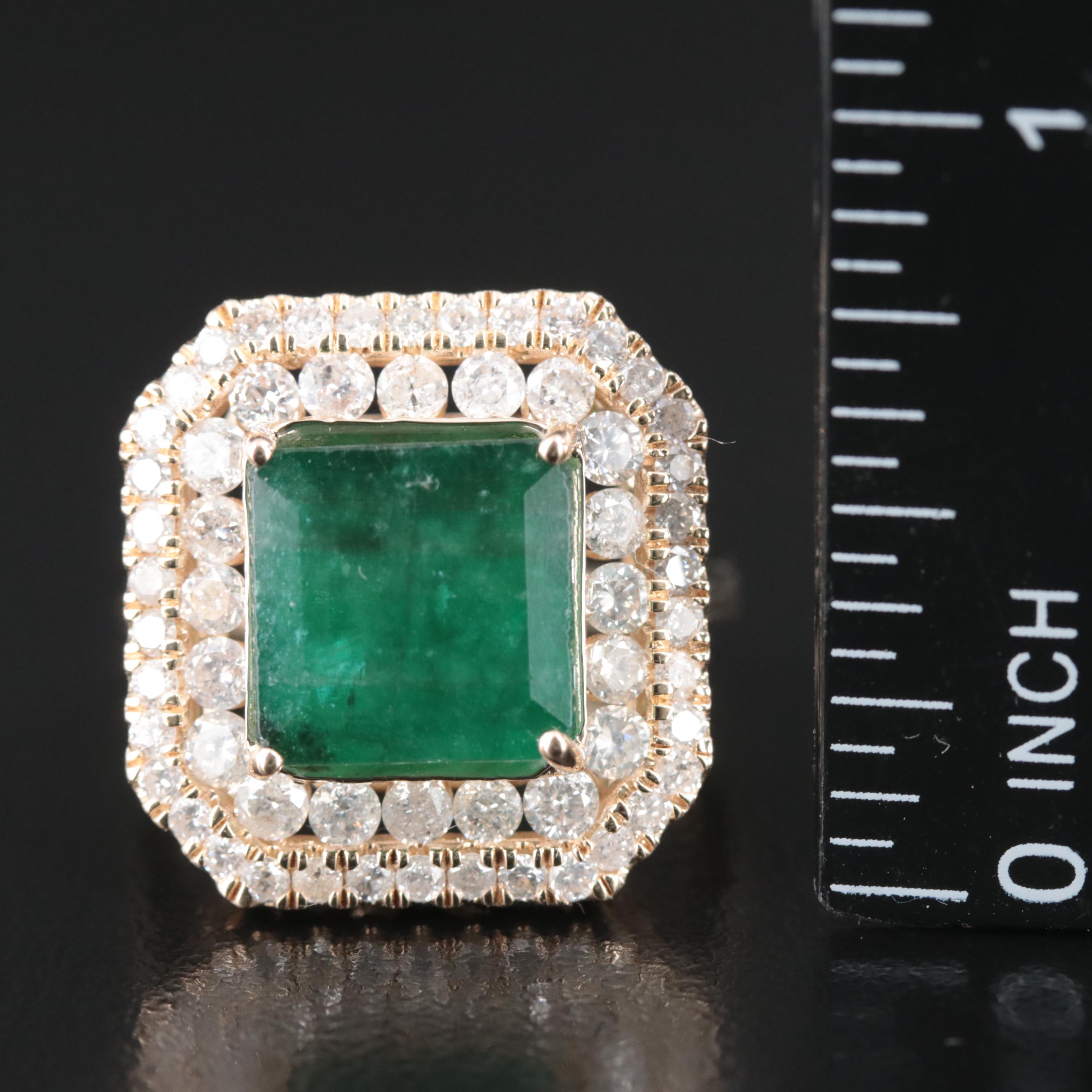 Ellanza 14K 5.33 CT Emerald and 2.26 CTW Diamond Ring