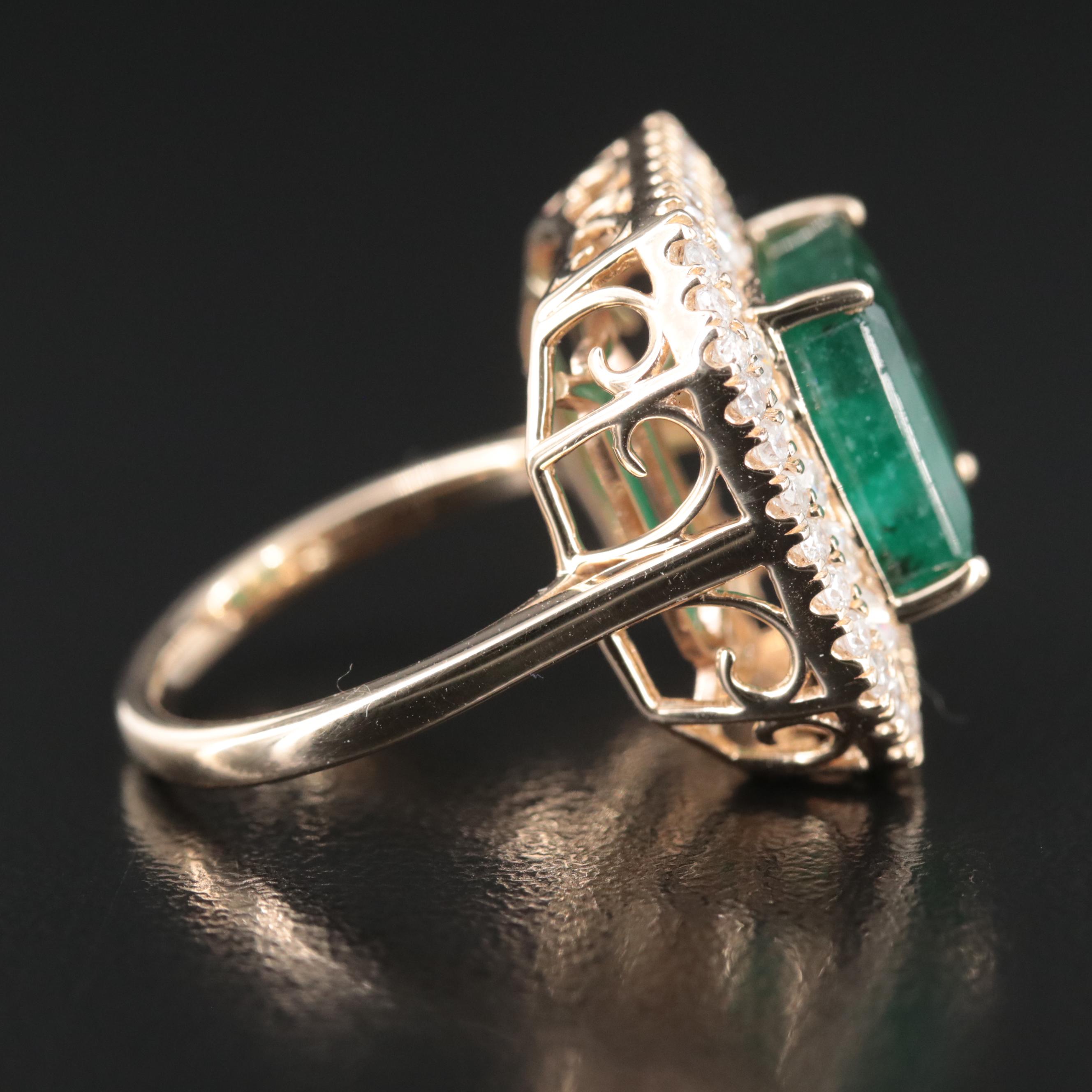 Ellanza 14K 5.33 CT Emerald and 2.26 CTW Diamond Ring
