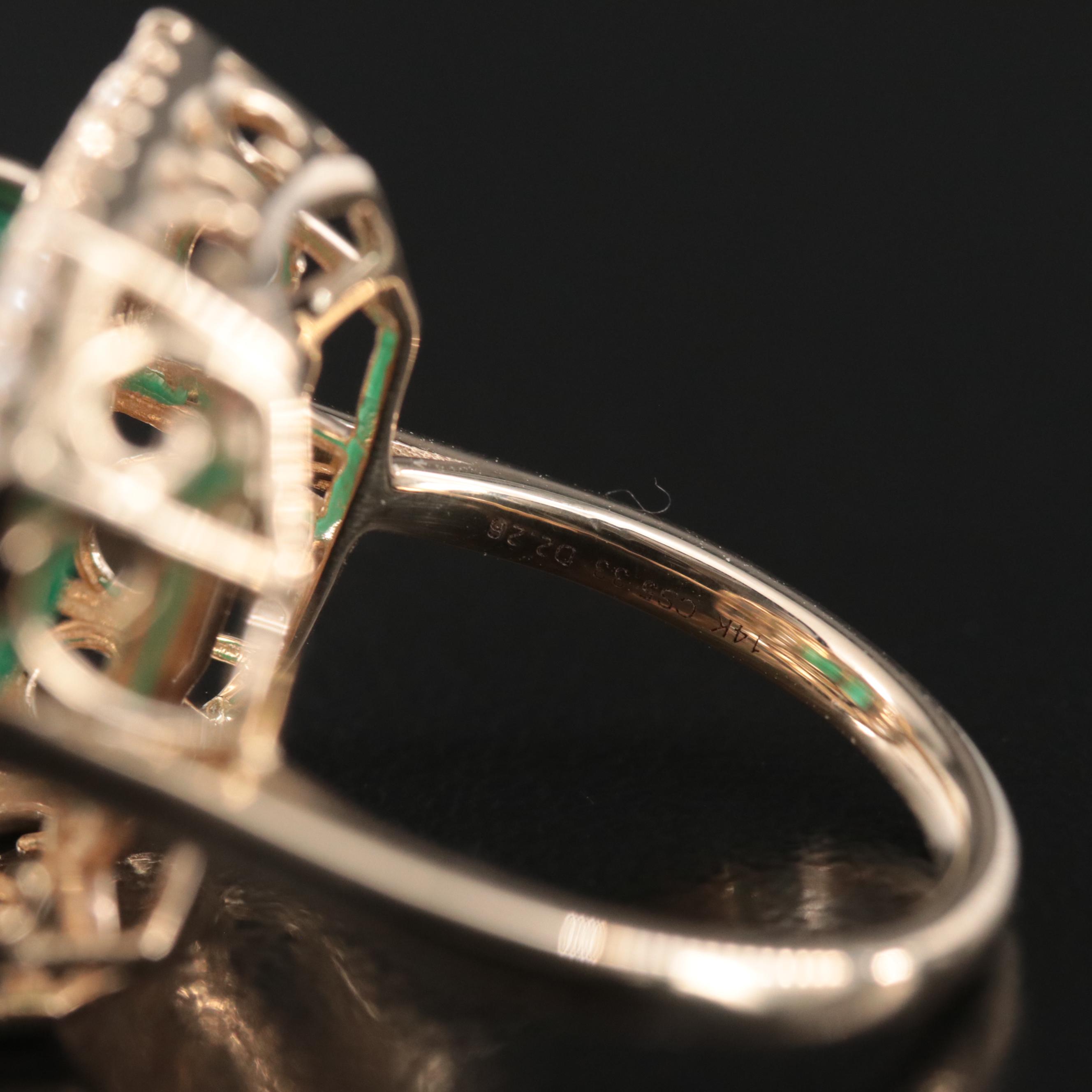 Ellanza 14K 5.33 CT Emerald and 2.26 CTW Diamond Ring