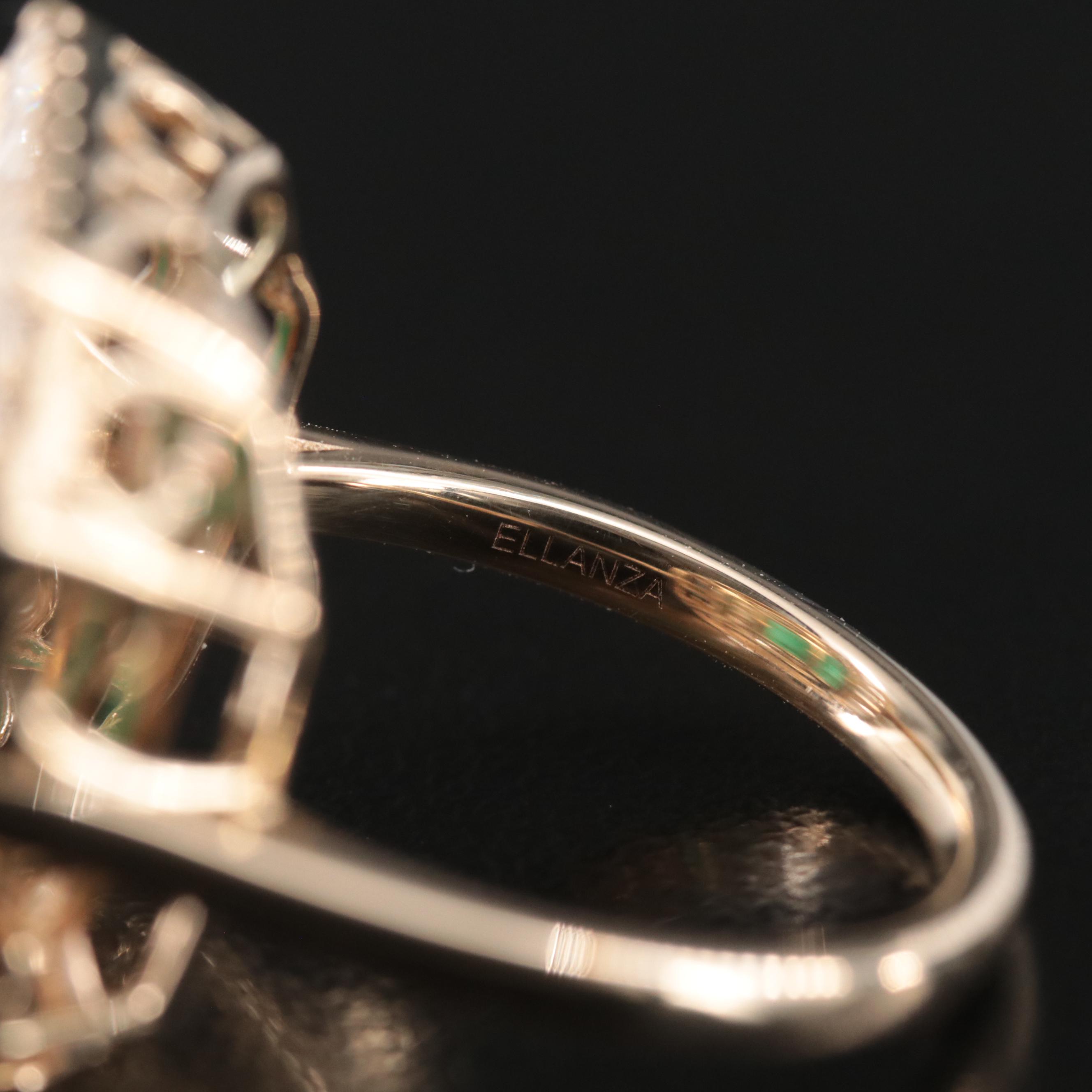 Ellanza 14K 5.33 CT Emerald and 2.26 CTW Diamond Ring