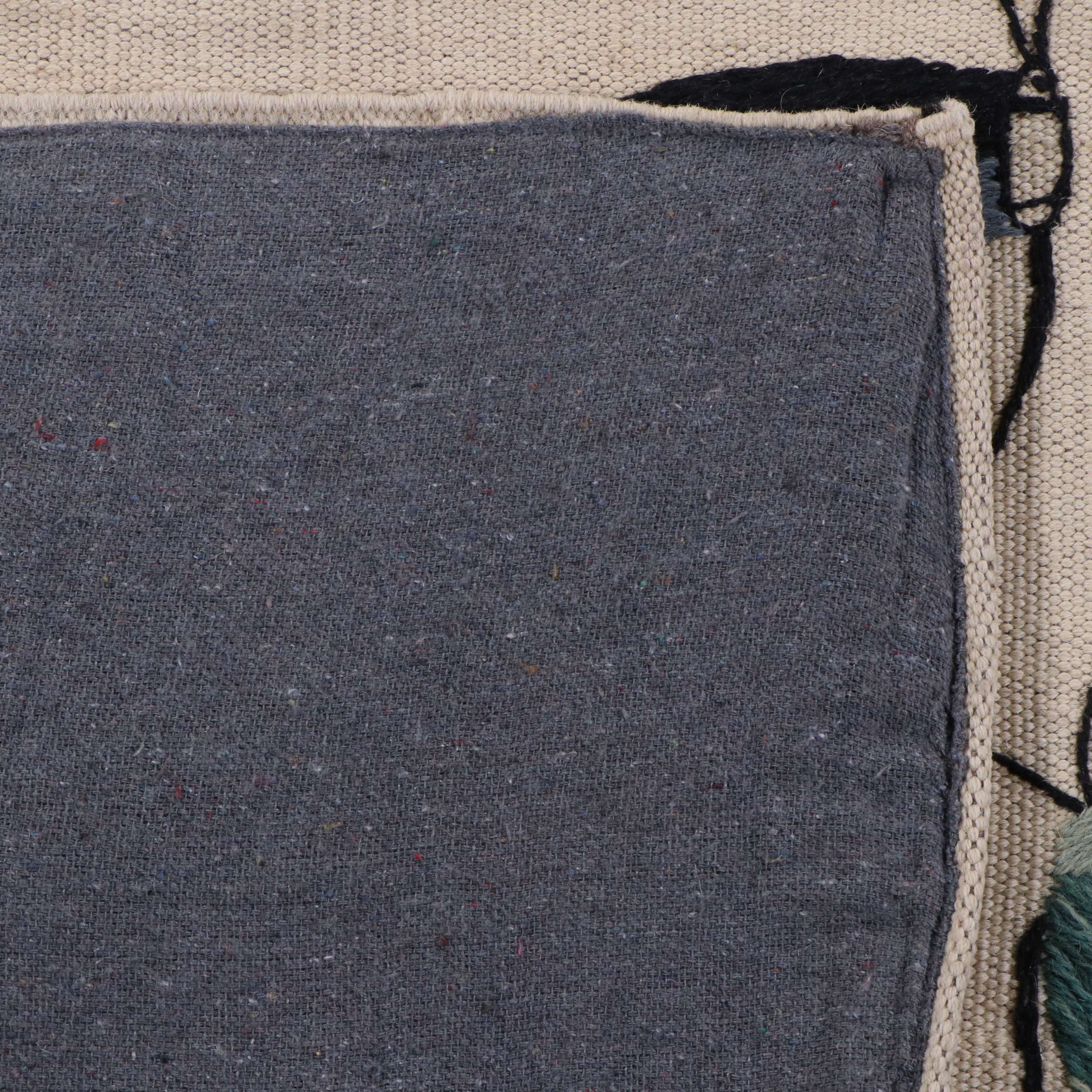 2'9 x 9'10 Handwoven Indian Carpet Runner With Embroidered Insects