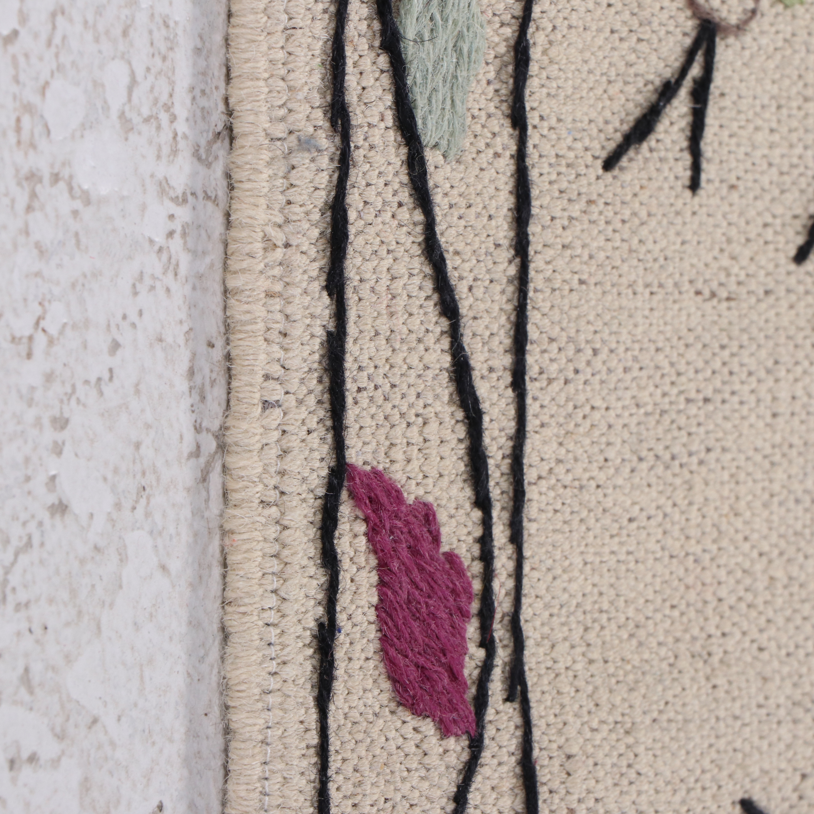 2'9 x 9'10 Handwoven Indian Carpet Runner With Embroidered Insects