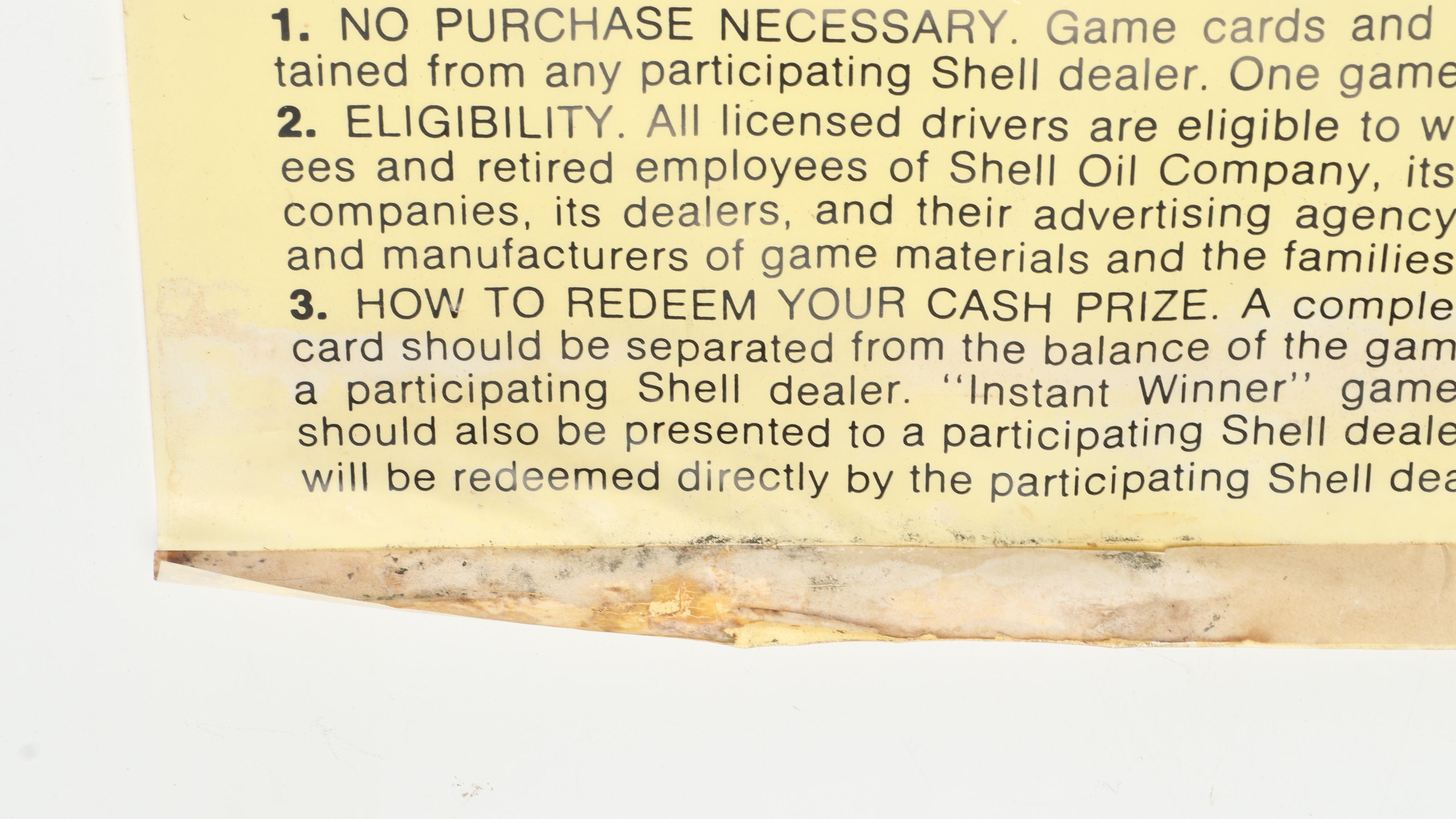 Hot Wheels Shell Oil Cross-Promotional Coin Game Poster with Payout Poster, 1972