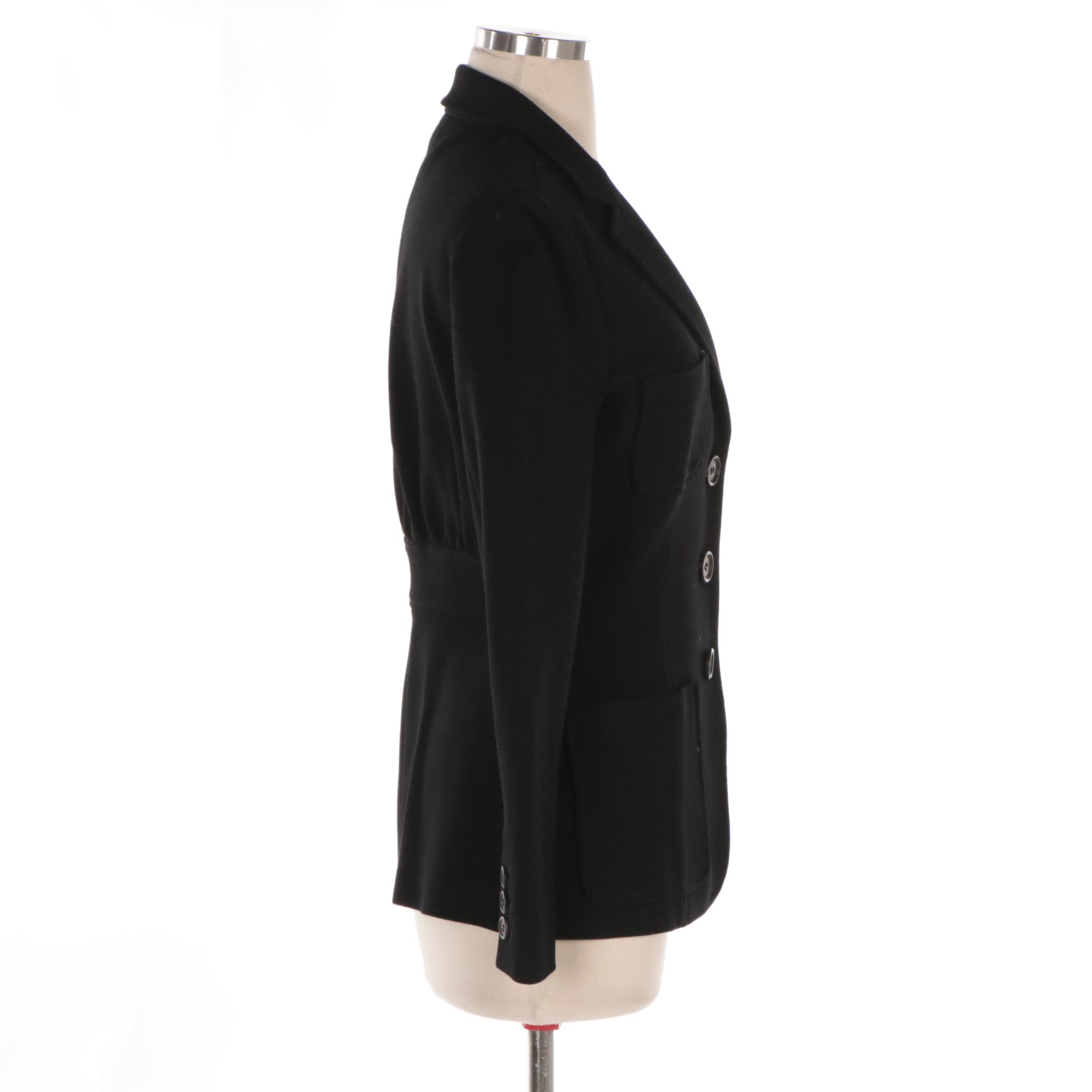 Prada Black Three-Button Patch Pocket Jacket in Viscose Blend