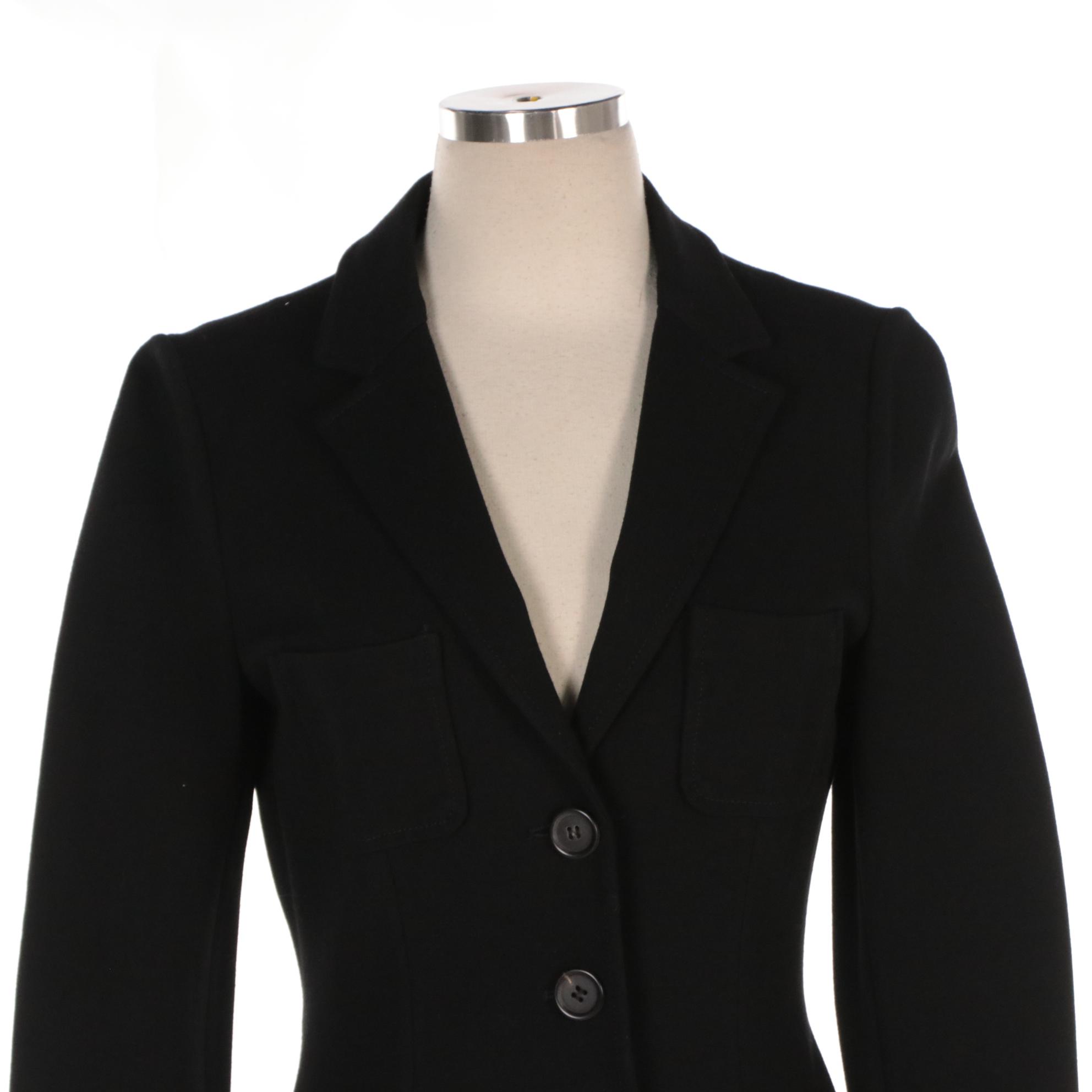 Prada Black Three-Button Patch Pocket Jacket in Viscose Blend