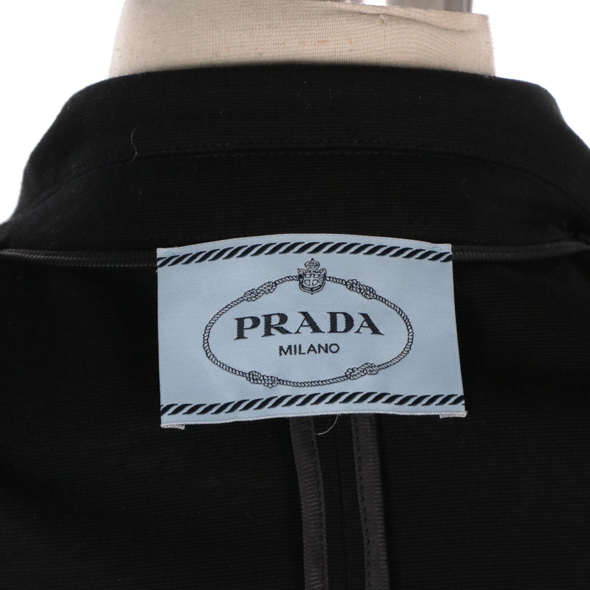Prada Black Three-Button Patch Pocket Jacket in Viscose Blend