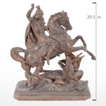 Bronzed Spelter Sculpture "St. George and the Dragon" after Anton Fernkorn