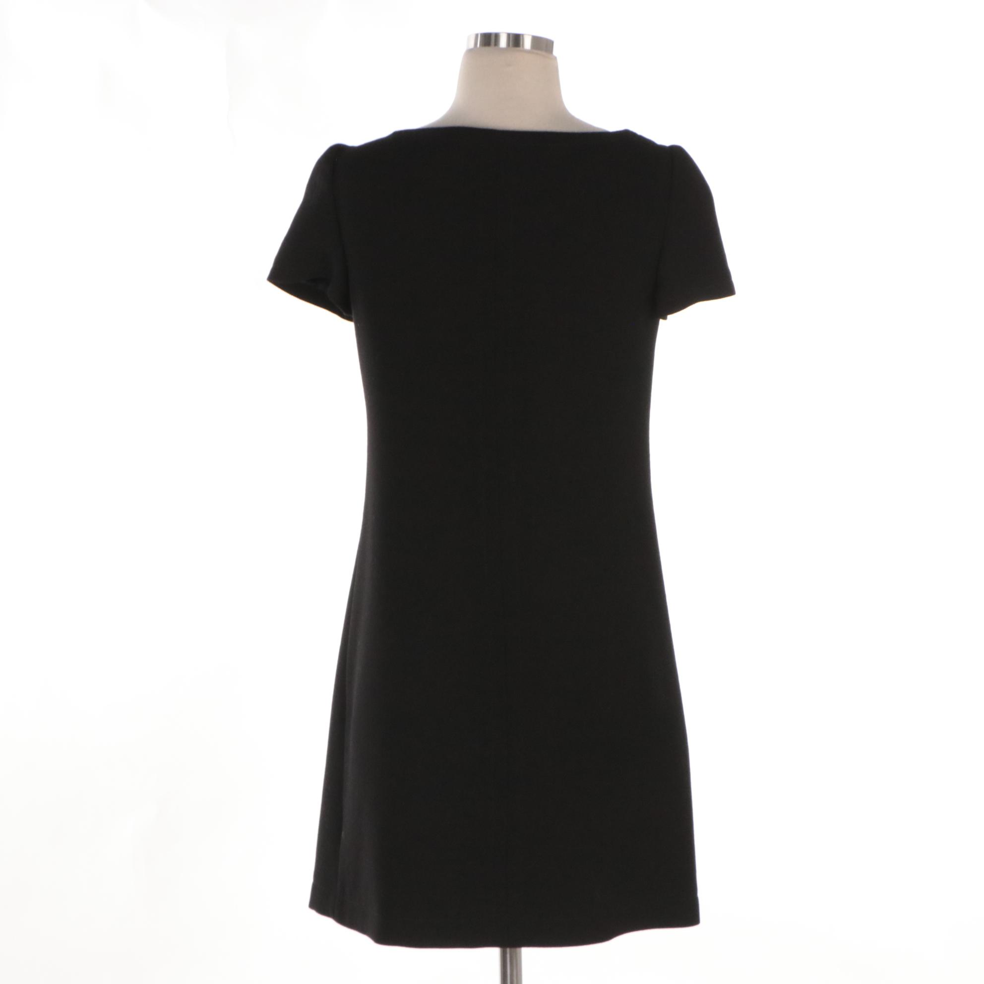 Prada Black Virgin Wool Dress with Button Detail