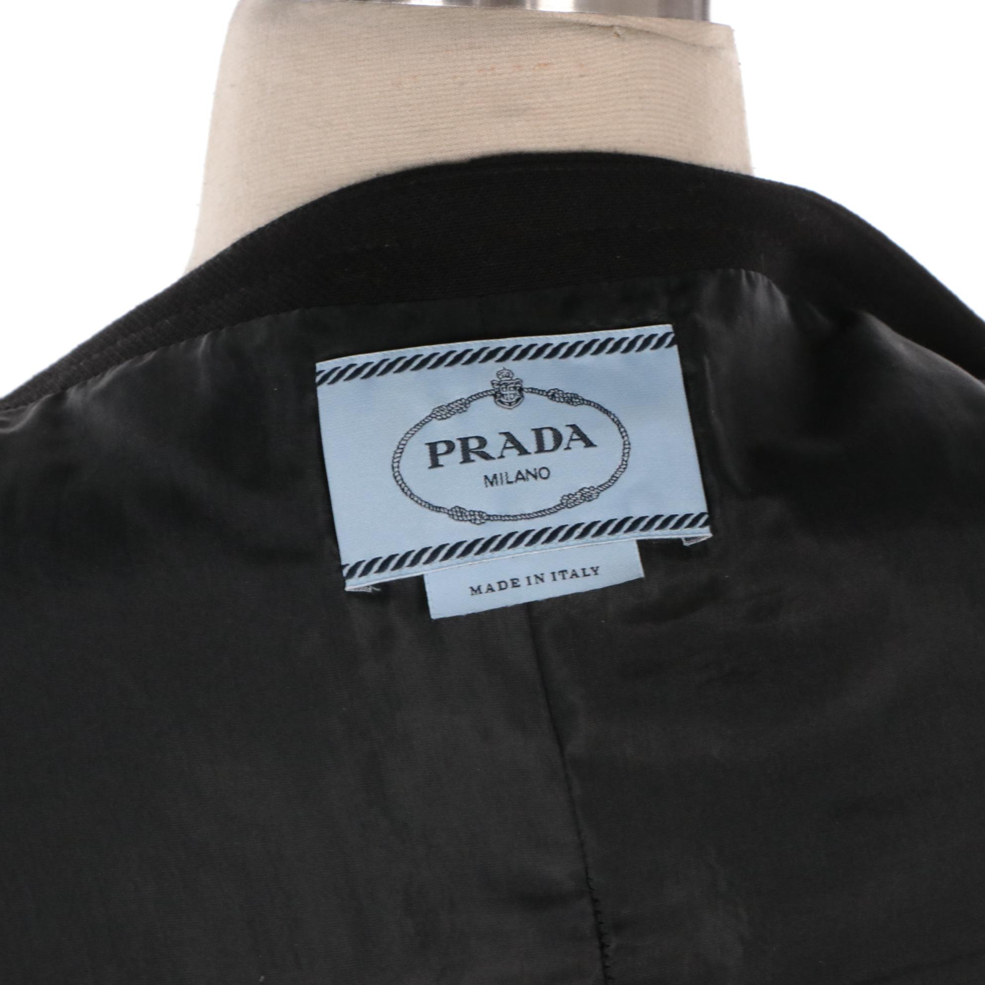 Prada Black Virgin Wool Dress with Button Detail