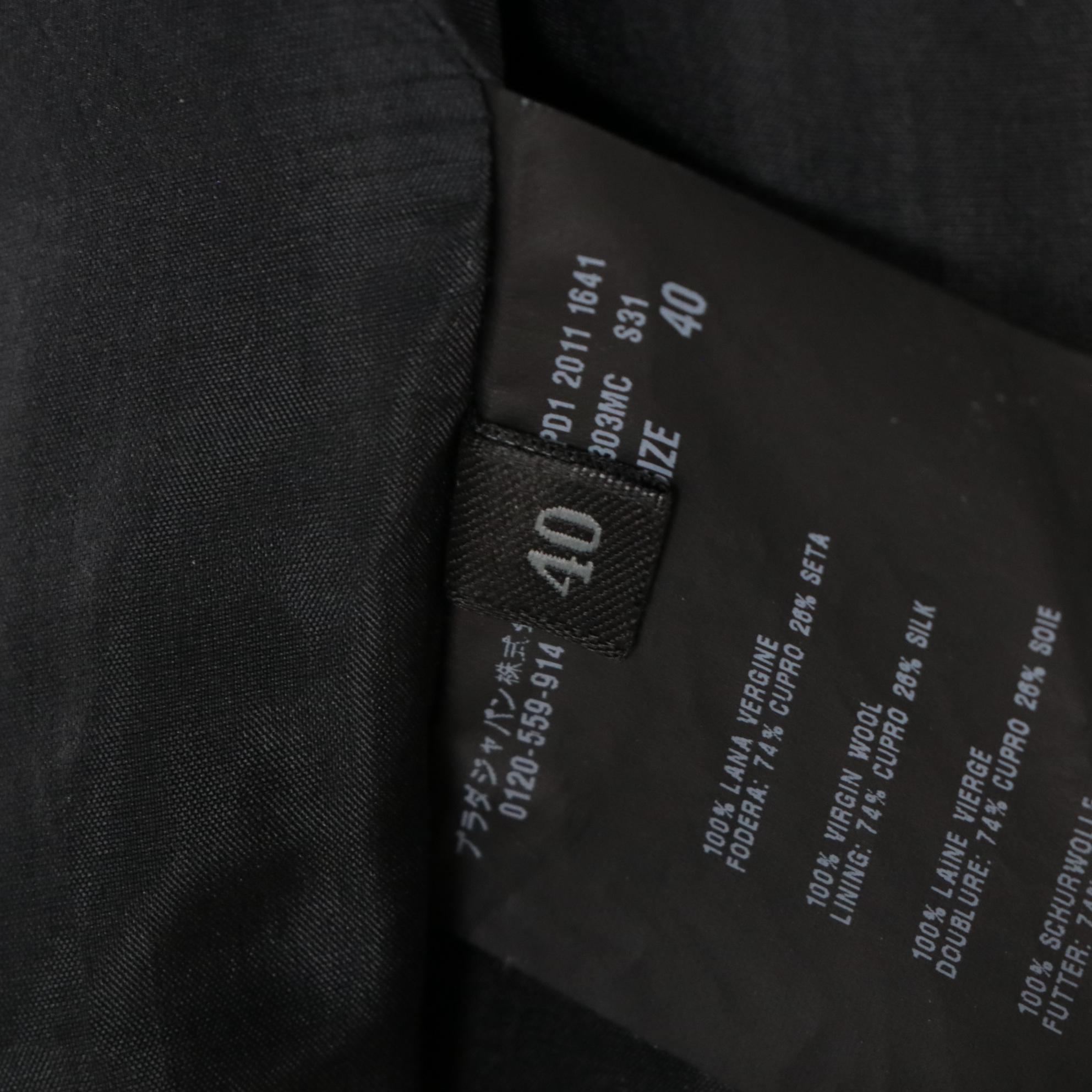 Prada Black Virgin Wool Dress with Button Detail