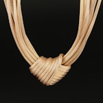 14K Multi-Strand Foxtail Chain Knot Necklace