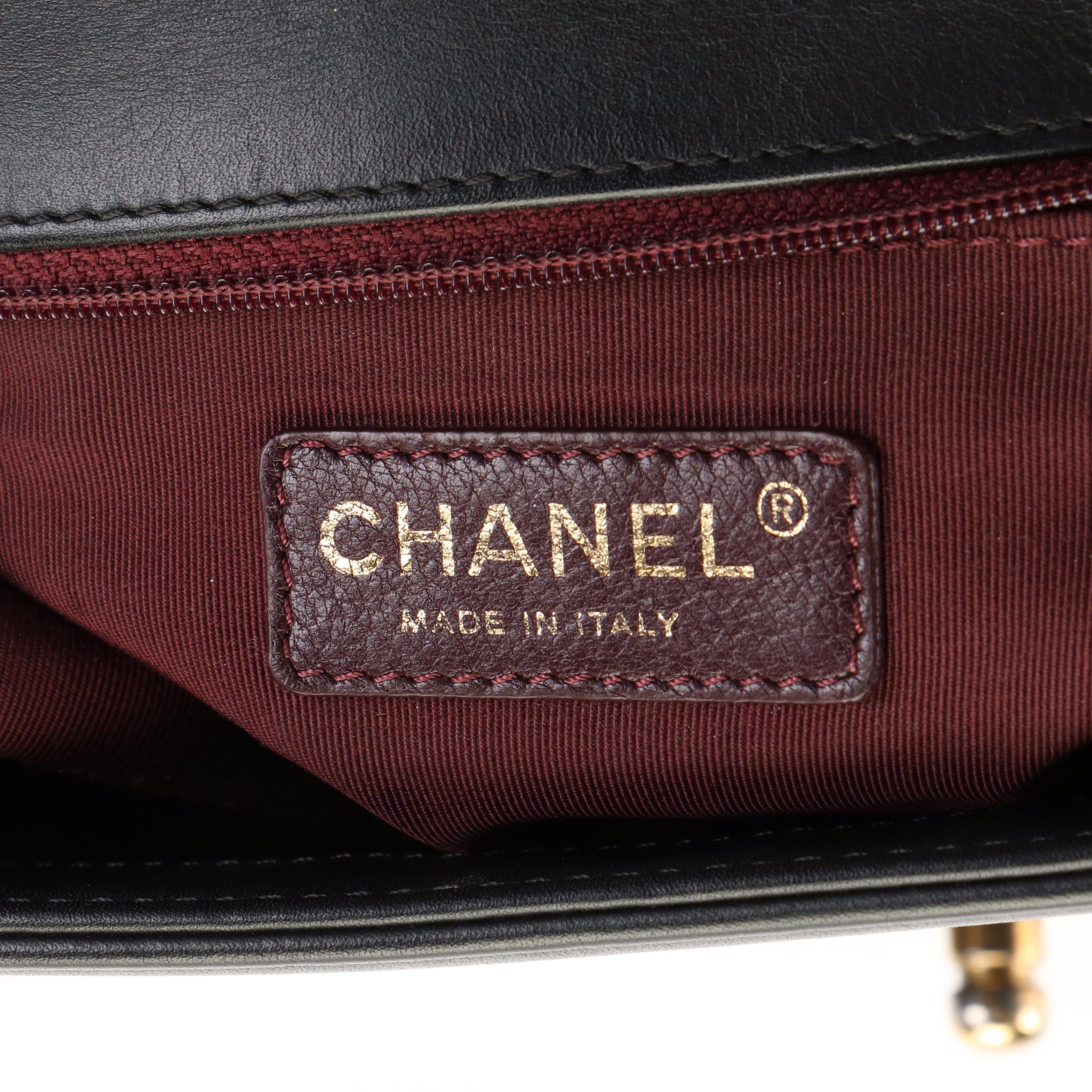 Chanel Boy Crossbody Bag in Black Chevron Leathers