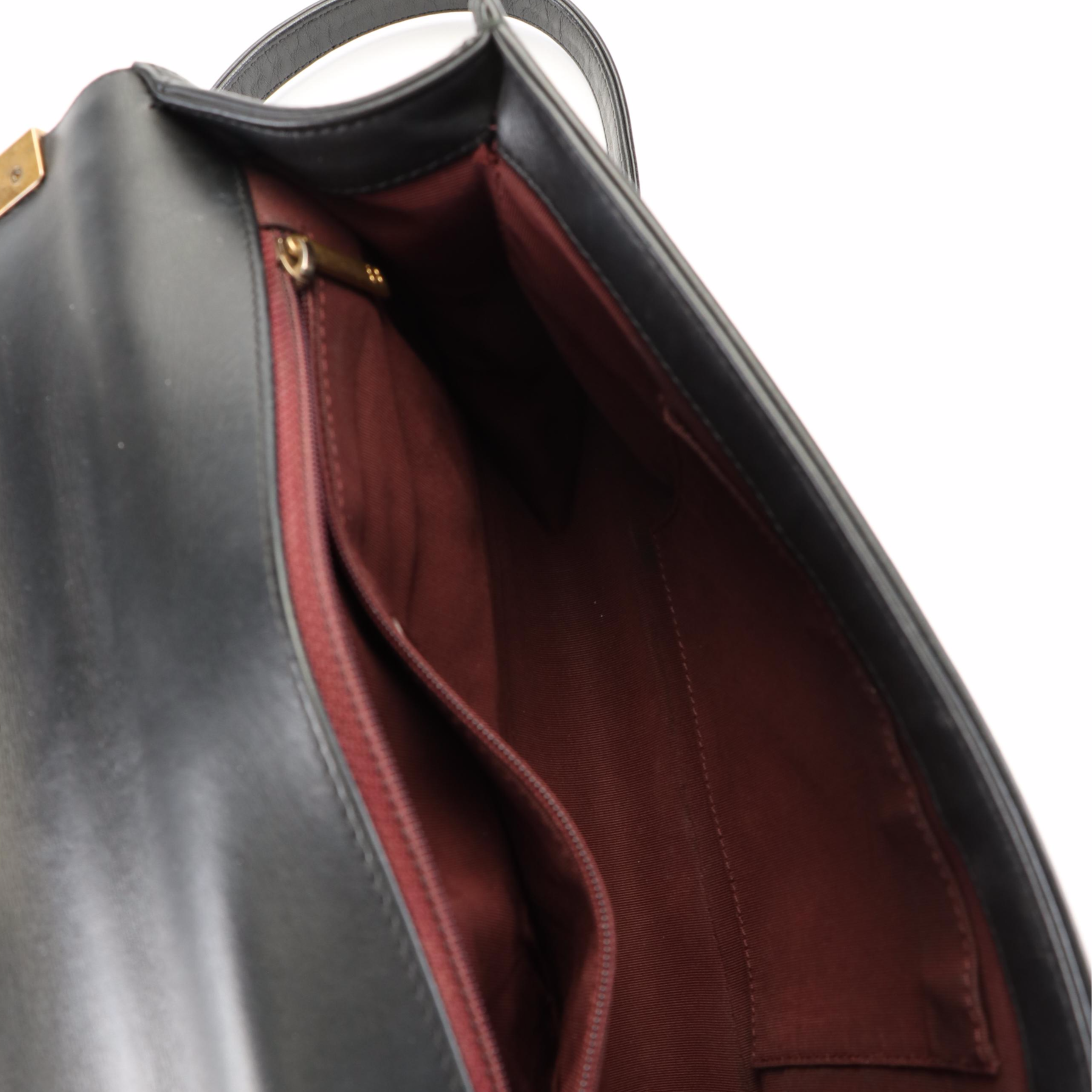 Chanel Boy Crossbody Bag in Black Chevron Leathers