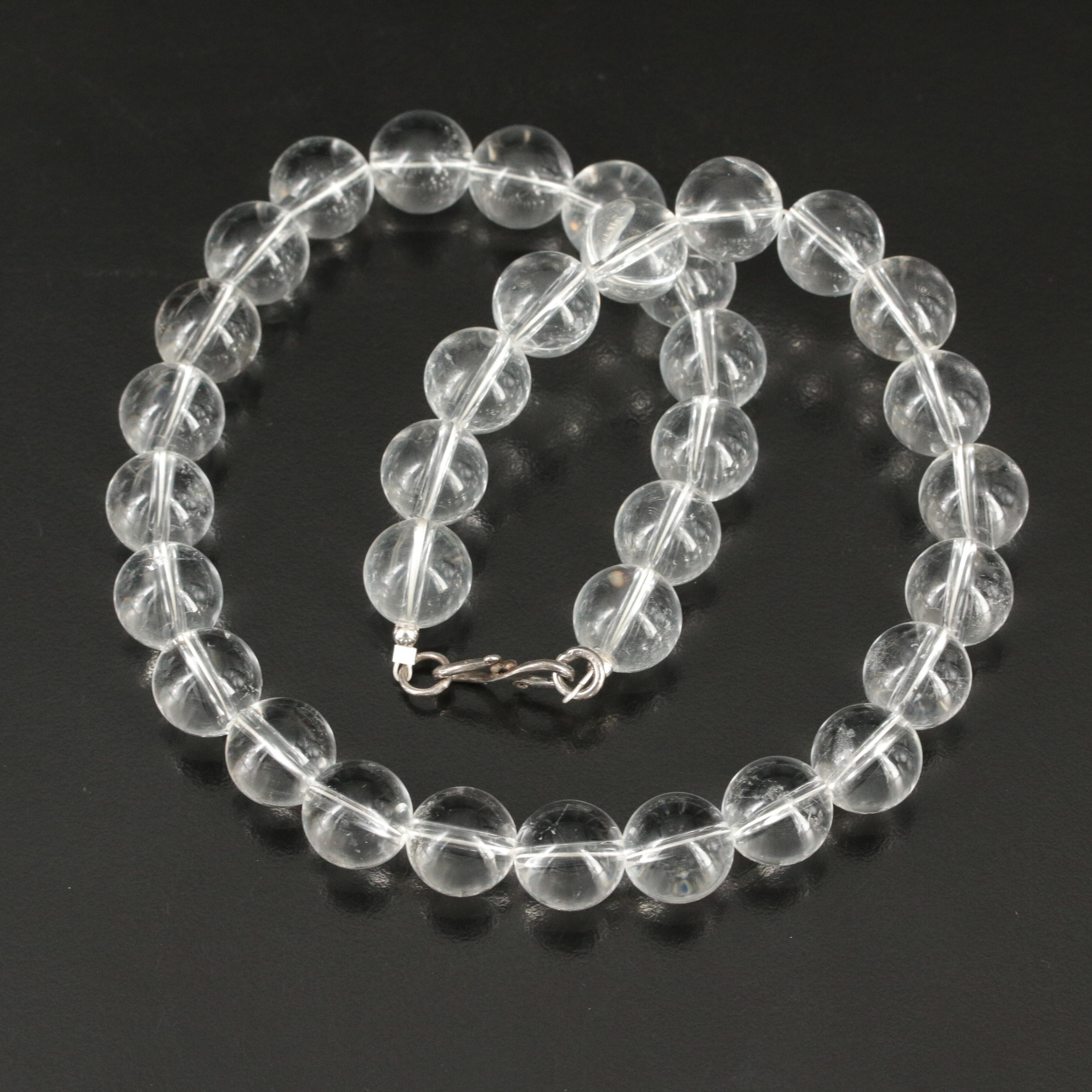Rock Crystal Quartz Necklace with Sterling Clasp