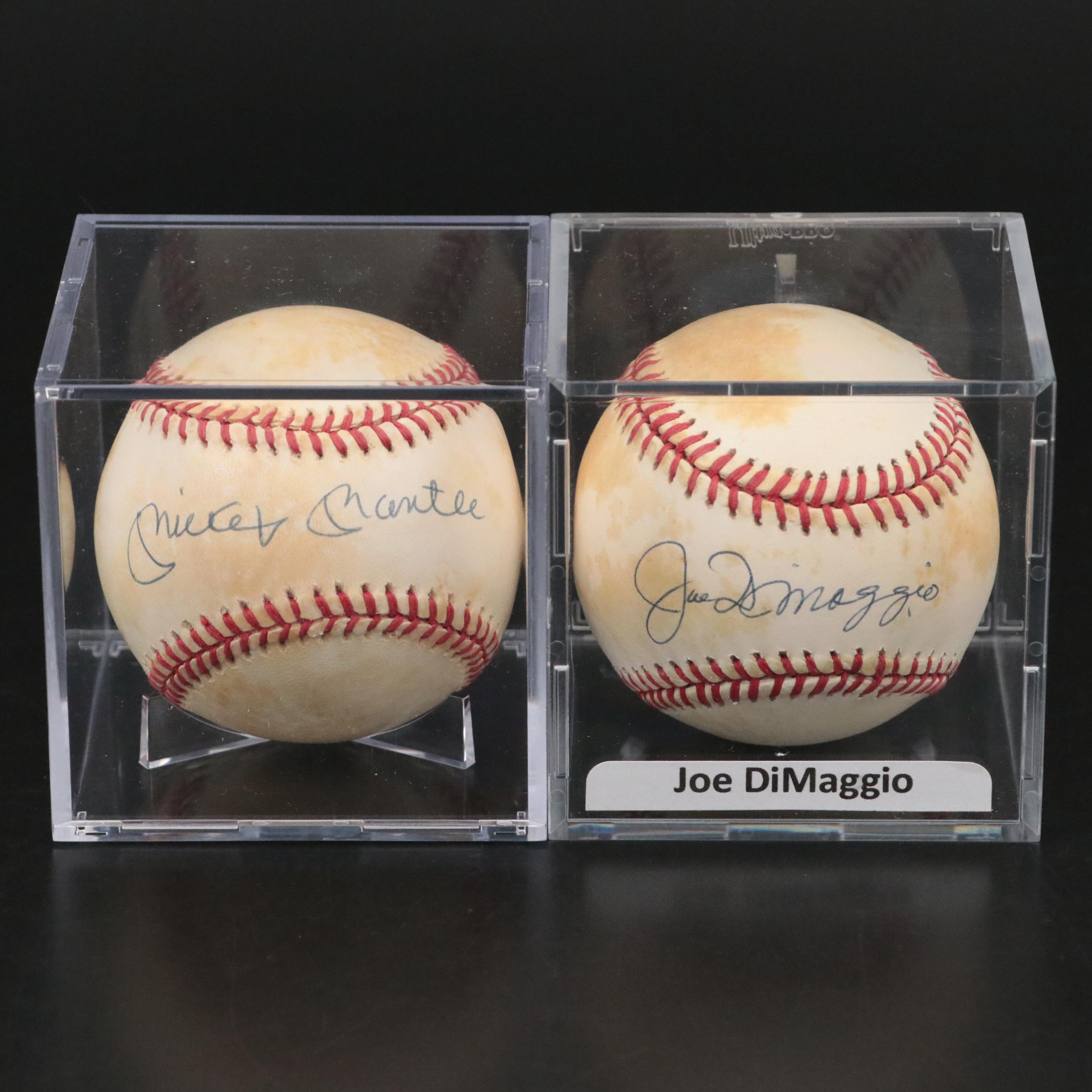 Mickey Mantle and Joe DiMaggio Signed Rawlings Official Baseballs