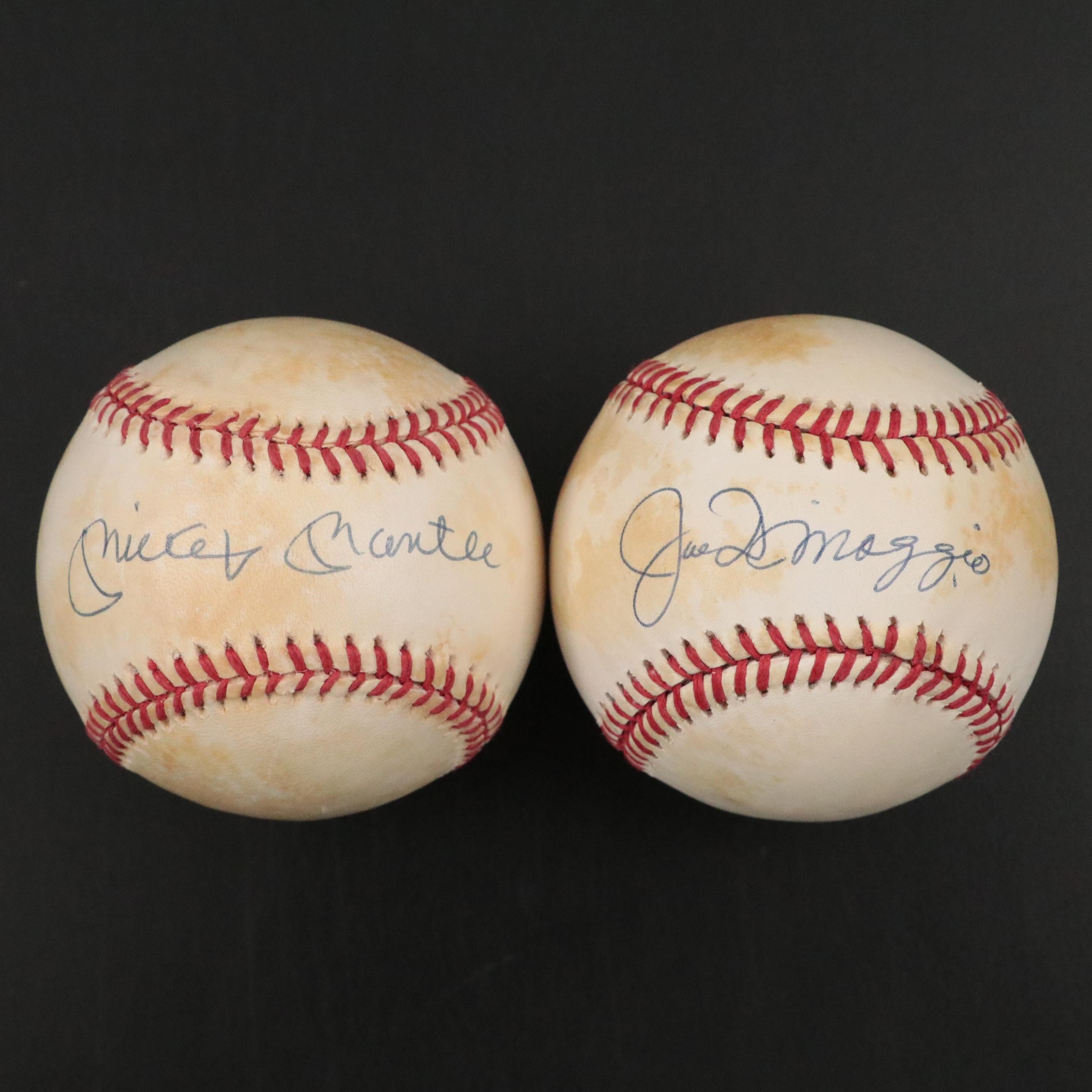 Mickey Mantle and Joe DiMaggio Signed Rawlings Official Baseballs