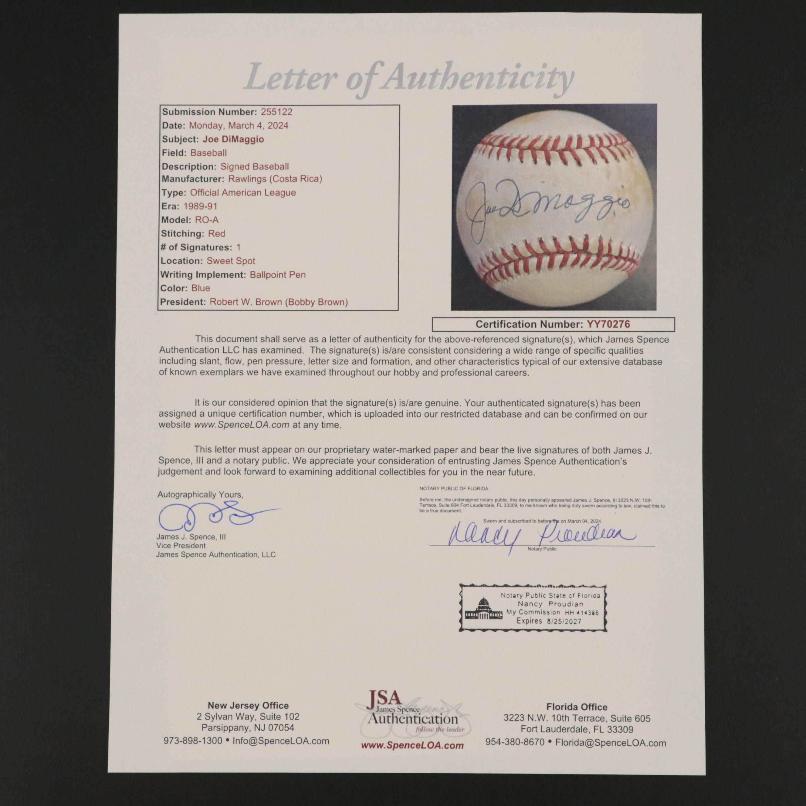 Mickey Mantle and Joe DiMaggio Signed Rawlings Official Baseballs