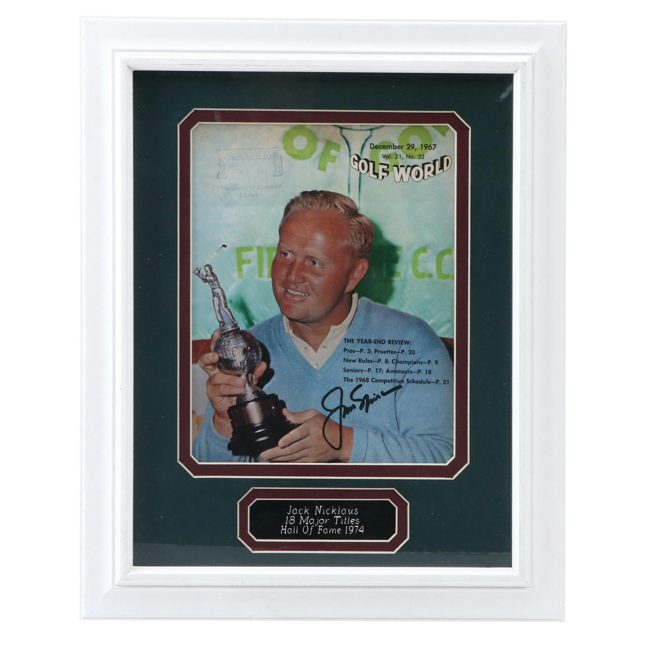 Jack Nicklaus Signed Print In Matted and Framed Display