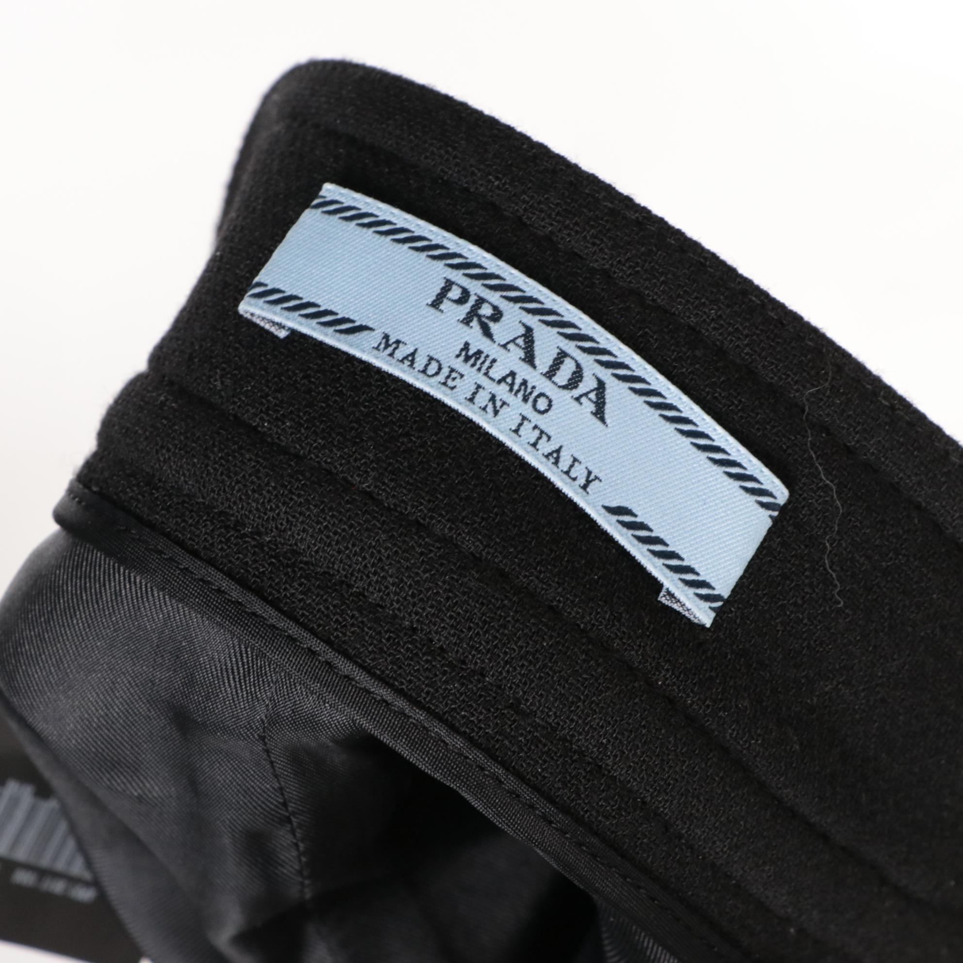 Prada Black Virgin Wool Slit Panel Skirt with Signature Button Pockets