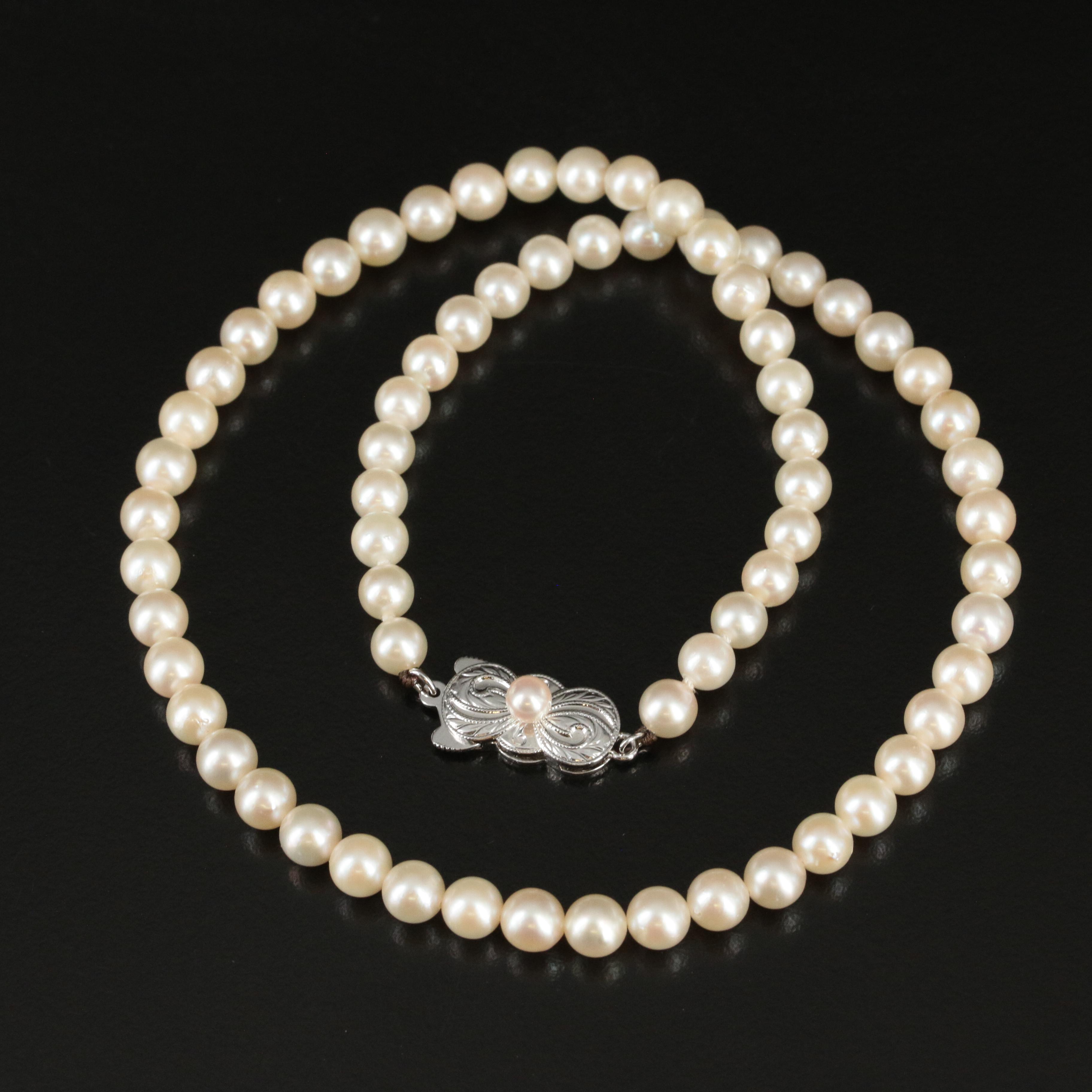 Mikimoto Pearl Necklace with Sterling Clasp