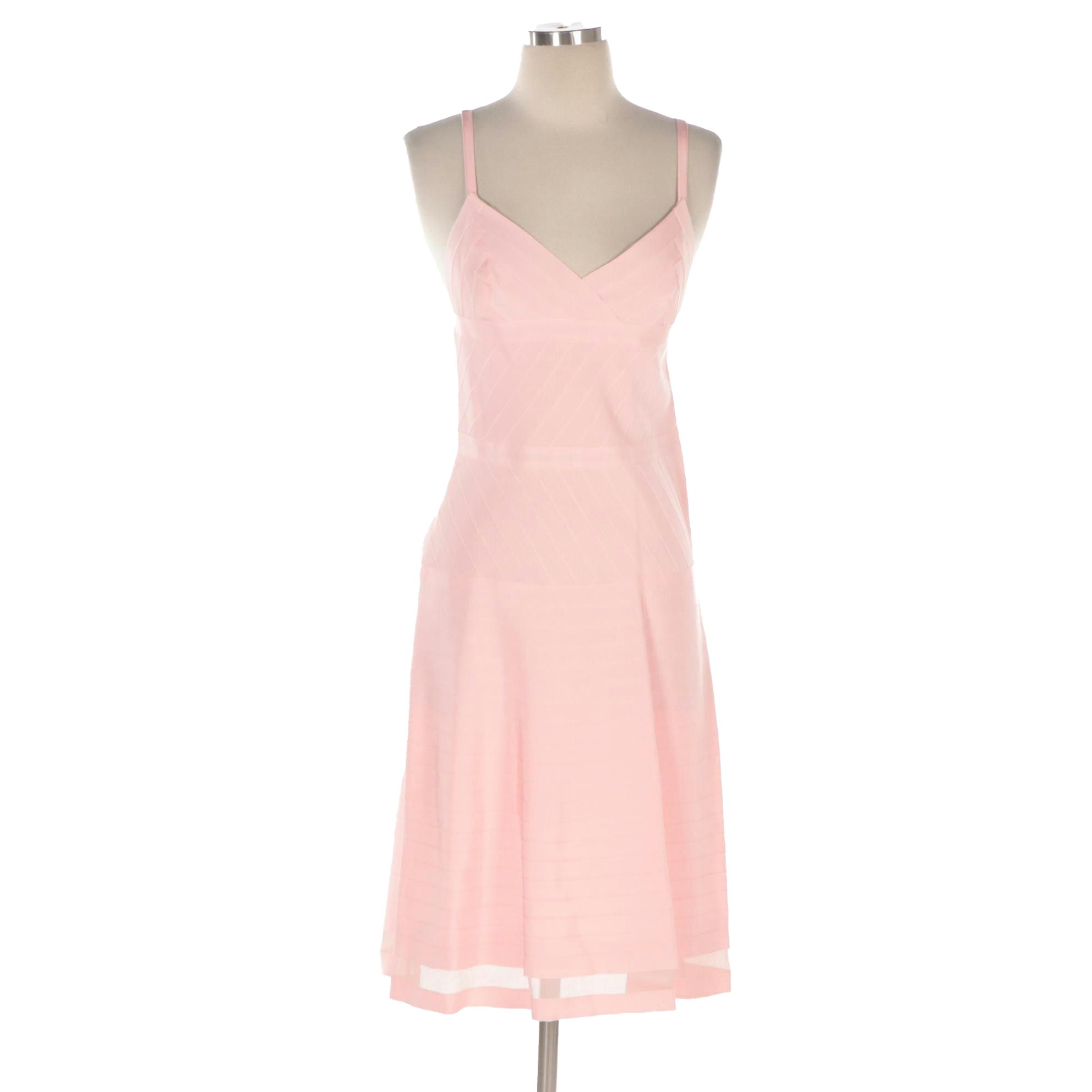 Prada Baby Pink Grosgrain Ribbon Fit and Flare Cocktail Dress