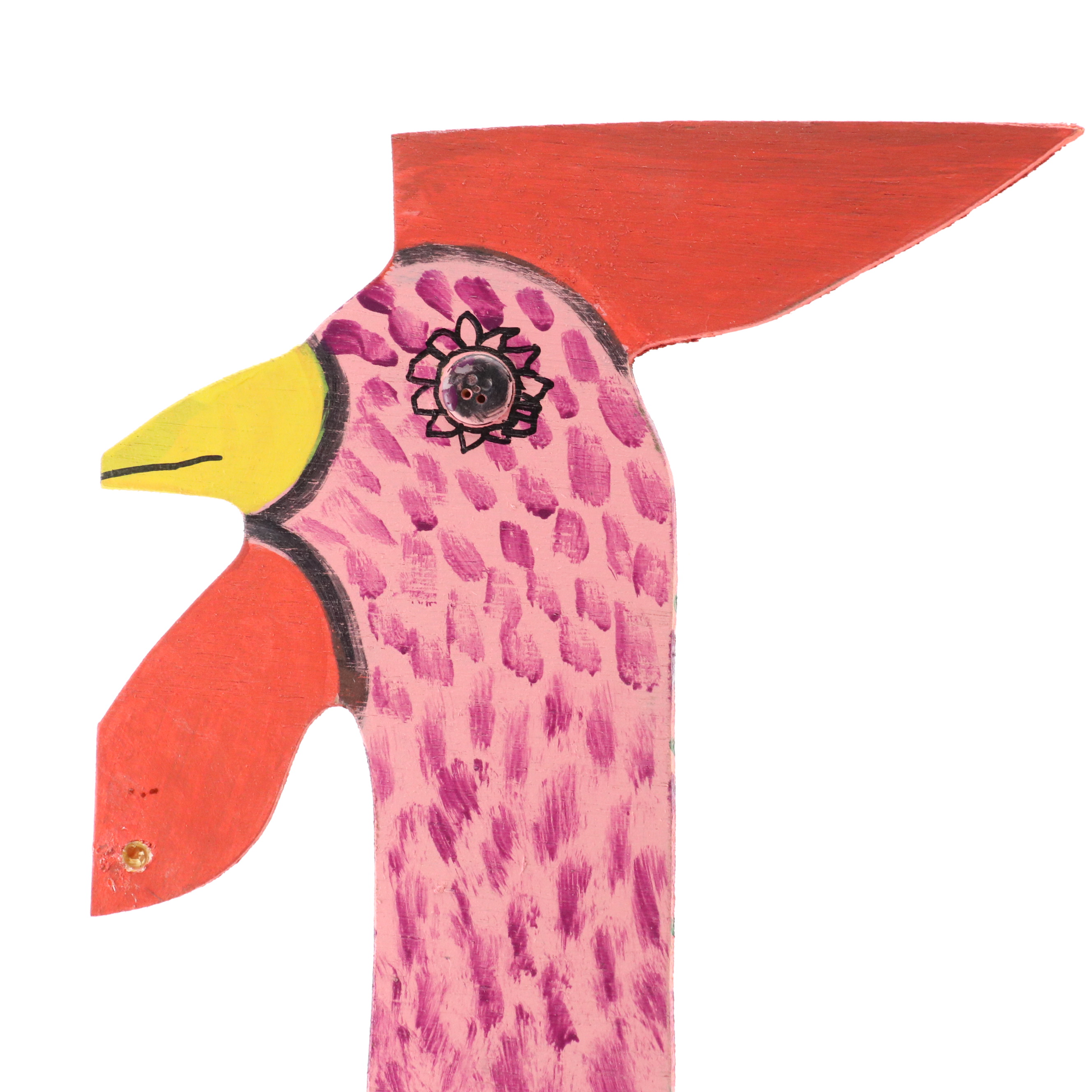 Marvin Finn Shaped Wood Folk Sculpture of Rooster, 2001