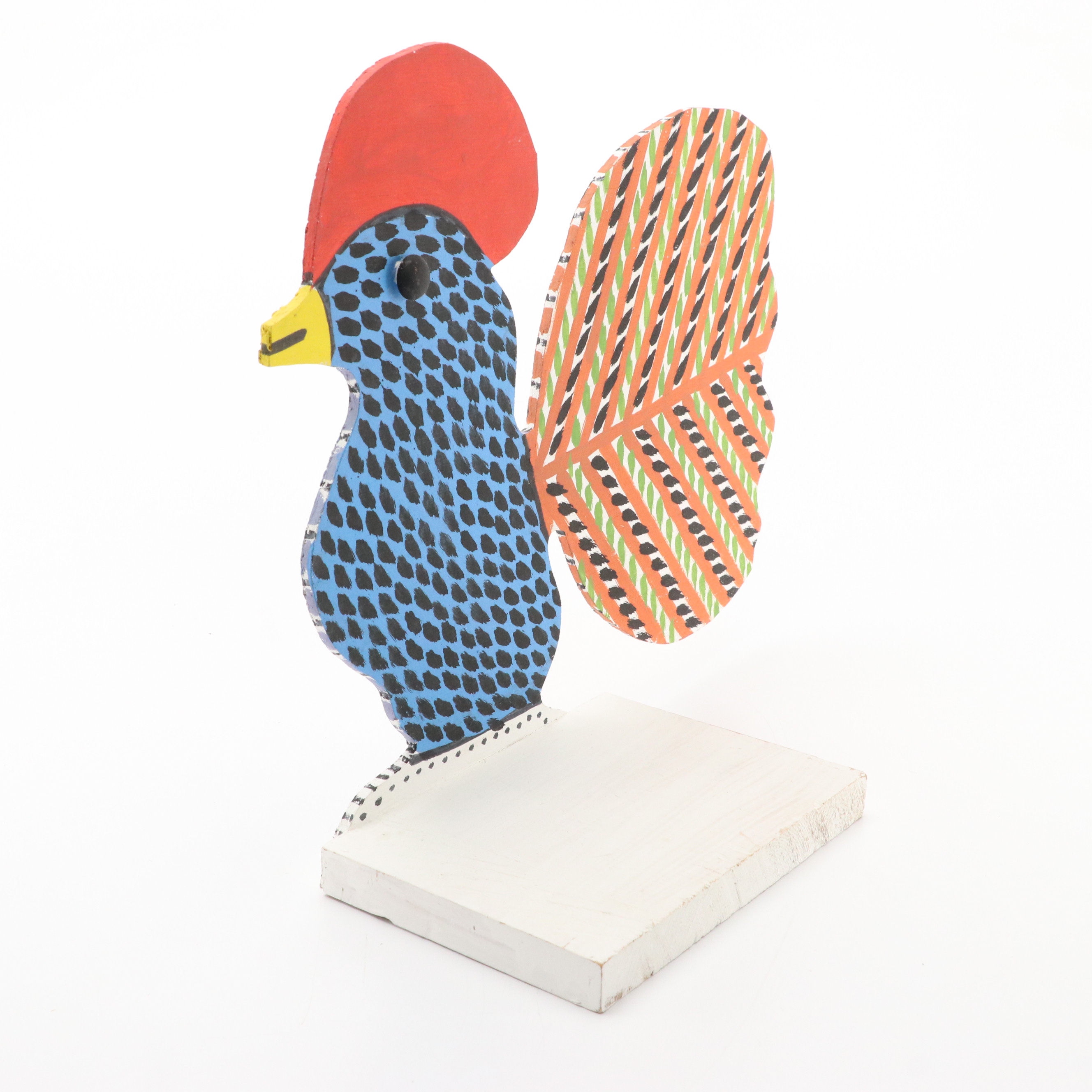 Marvin Finn Shaped Wood Folk Sculpture of Rooster, 2003