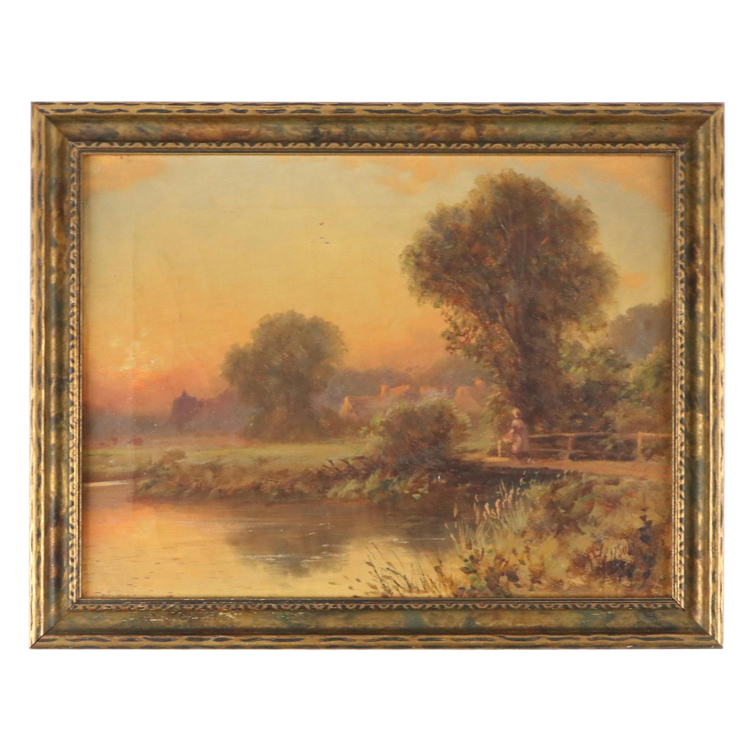 Robert R. Fenson Bucolic Landscape Oil Painting, Circa 1900
