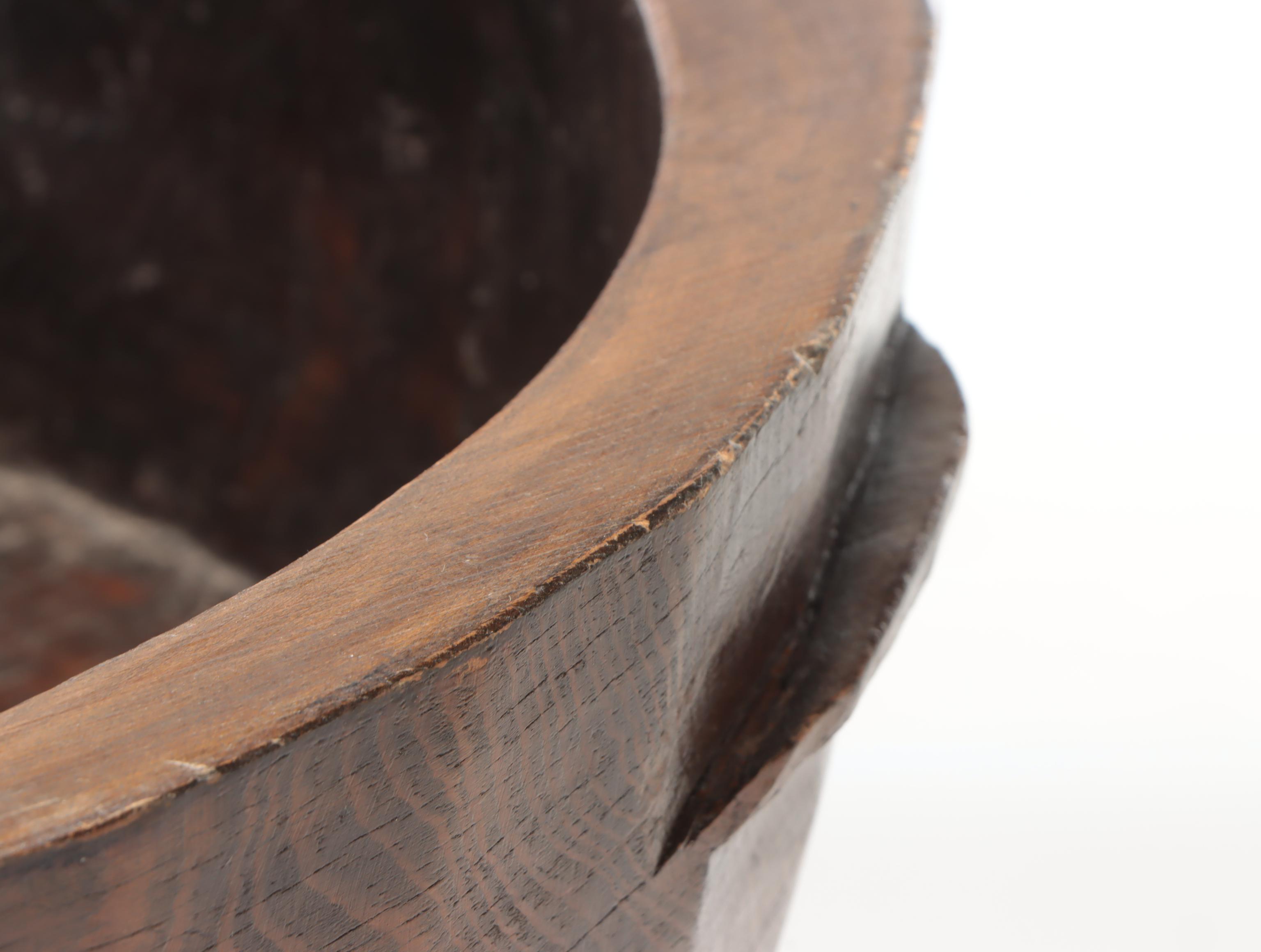 Hand-Carved Dark Chocolate Finish Wood Planter