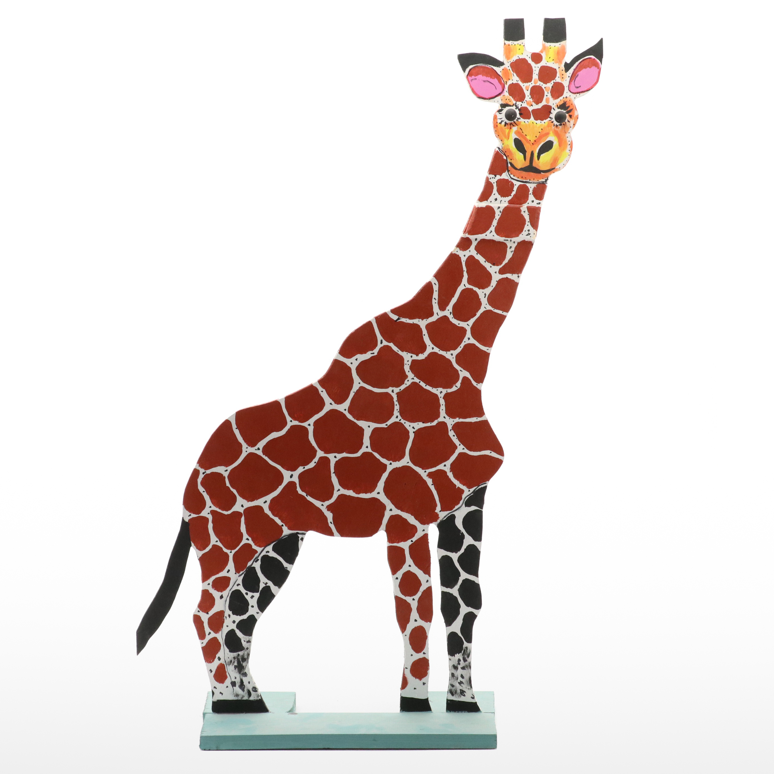 Marvin Finn Shaped Wood Folk Sculpture of Giraffe, 2004