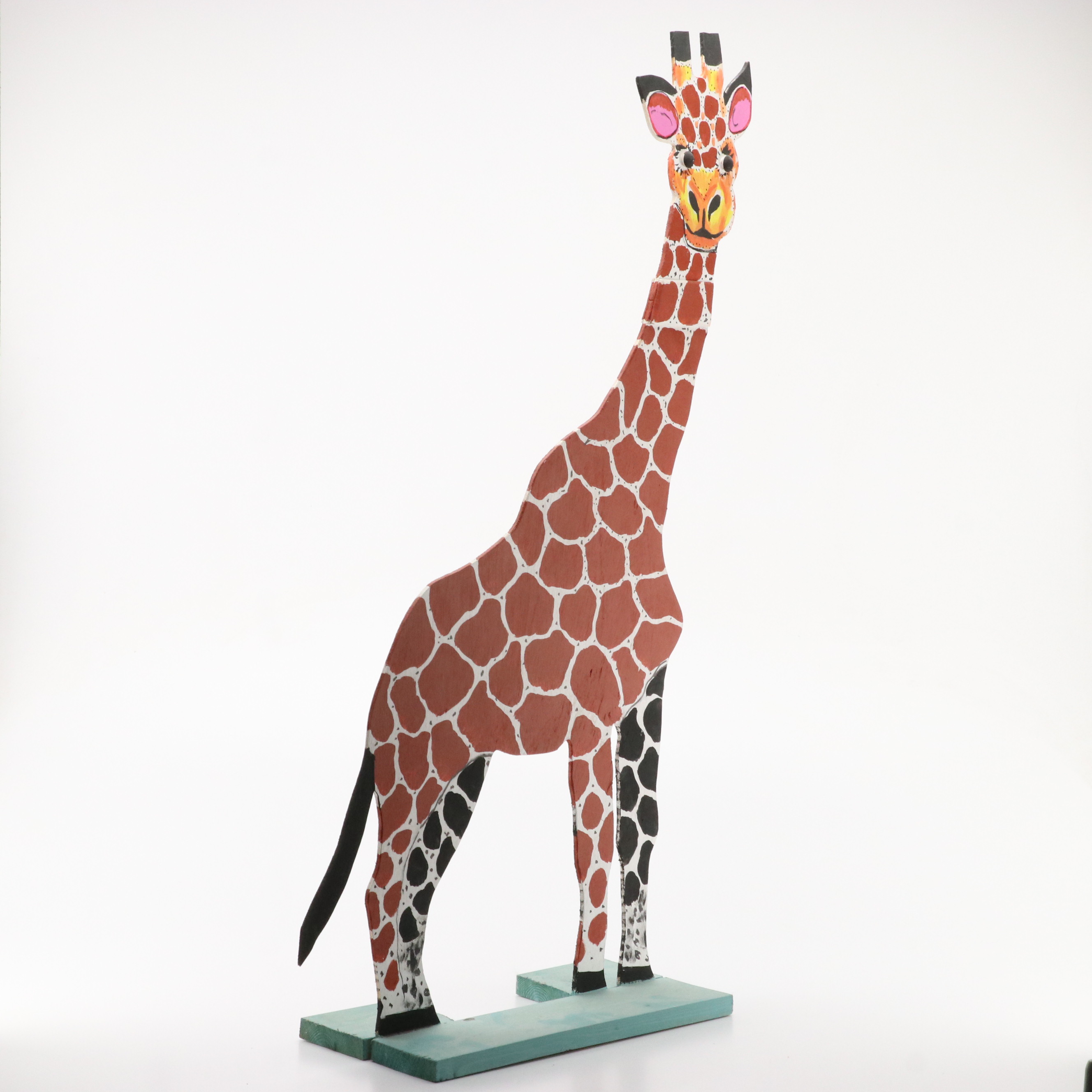 Marvin Finn Shaped Wood Folk Sculpture of Giraffe, 2004