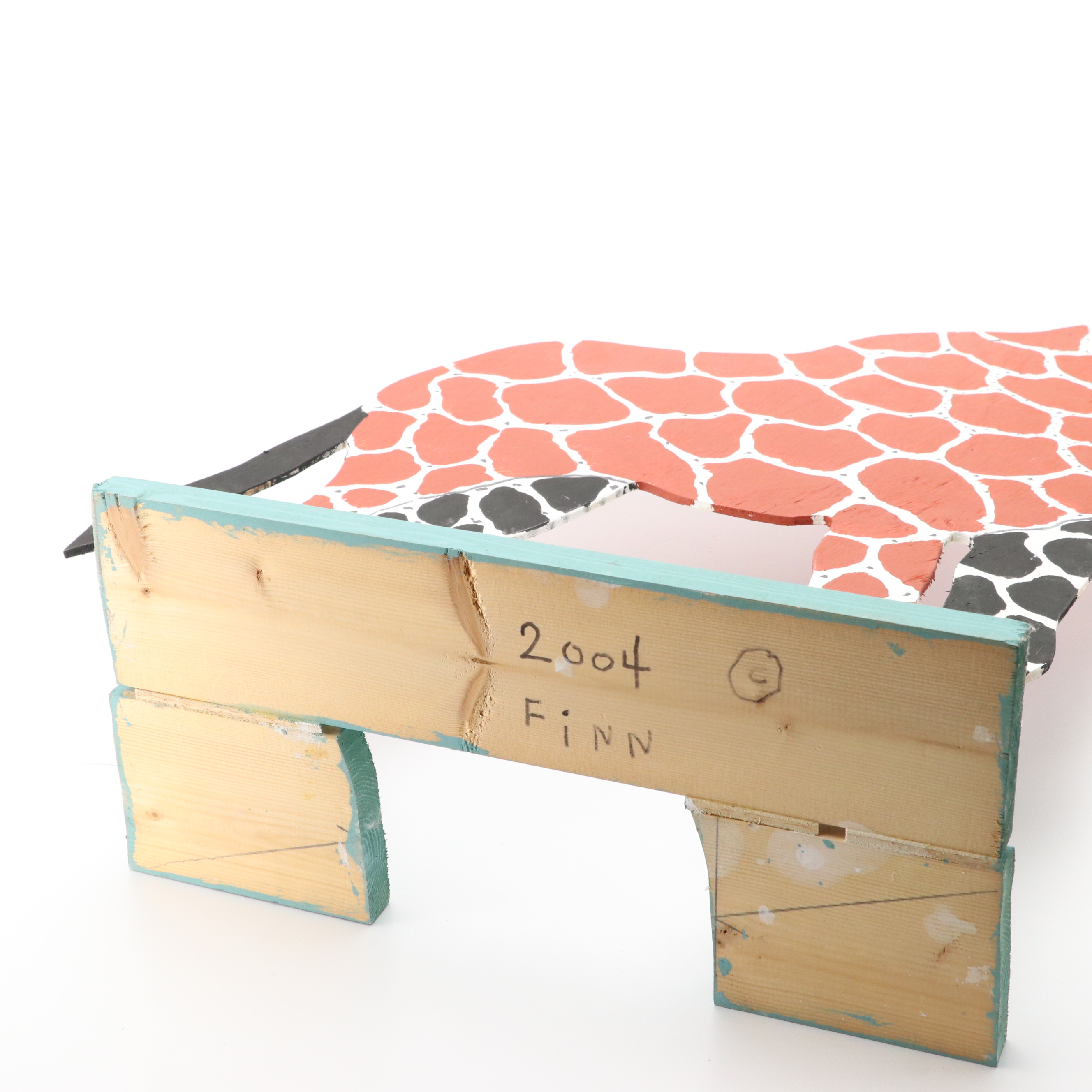 Marvin Finn Shaped Wood Folk Sculpture of Giraffe, 2004