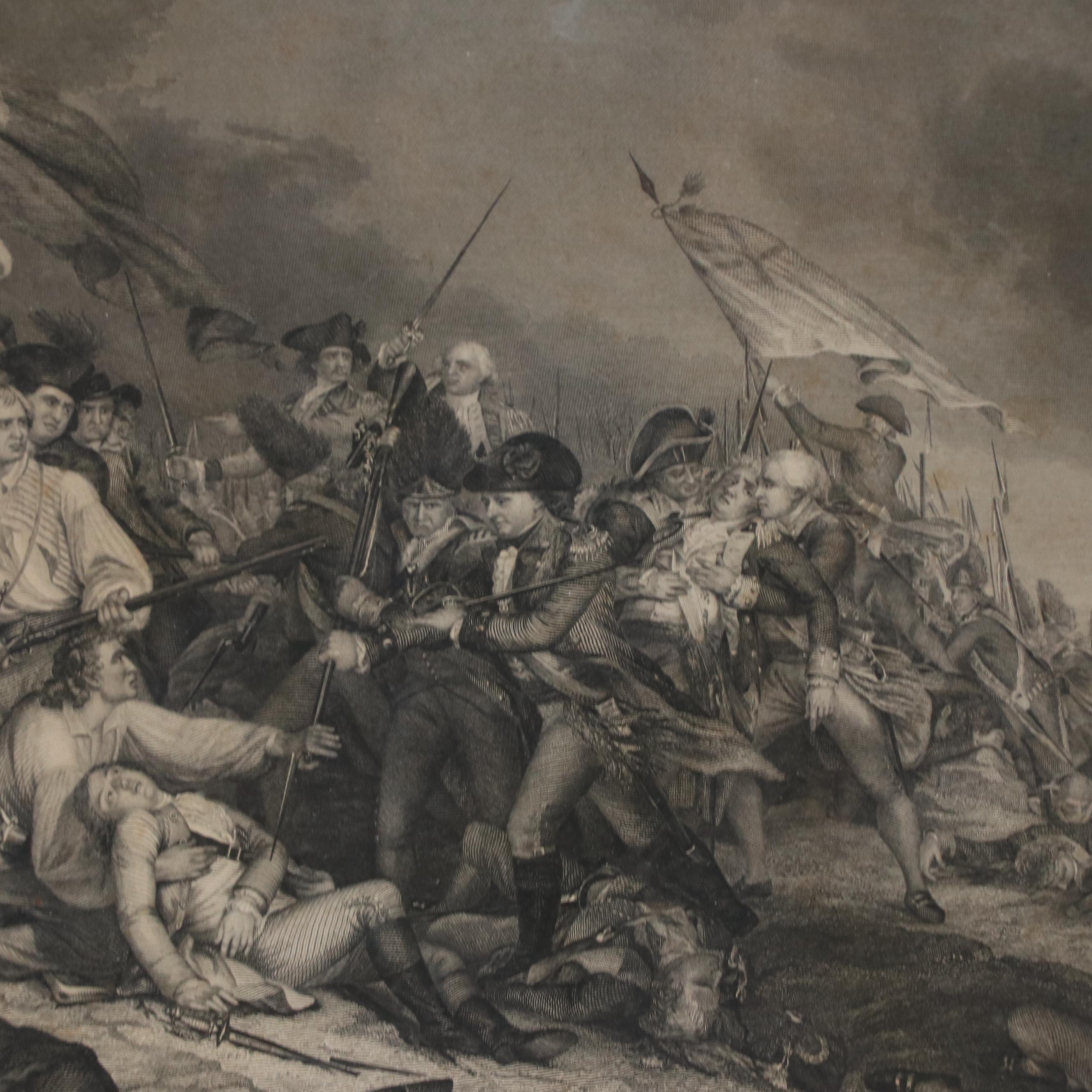 Engraving After John Trumbull "The Battle at Bunker's Hill"