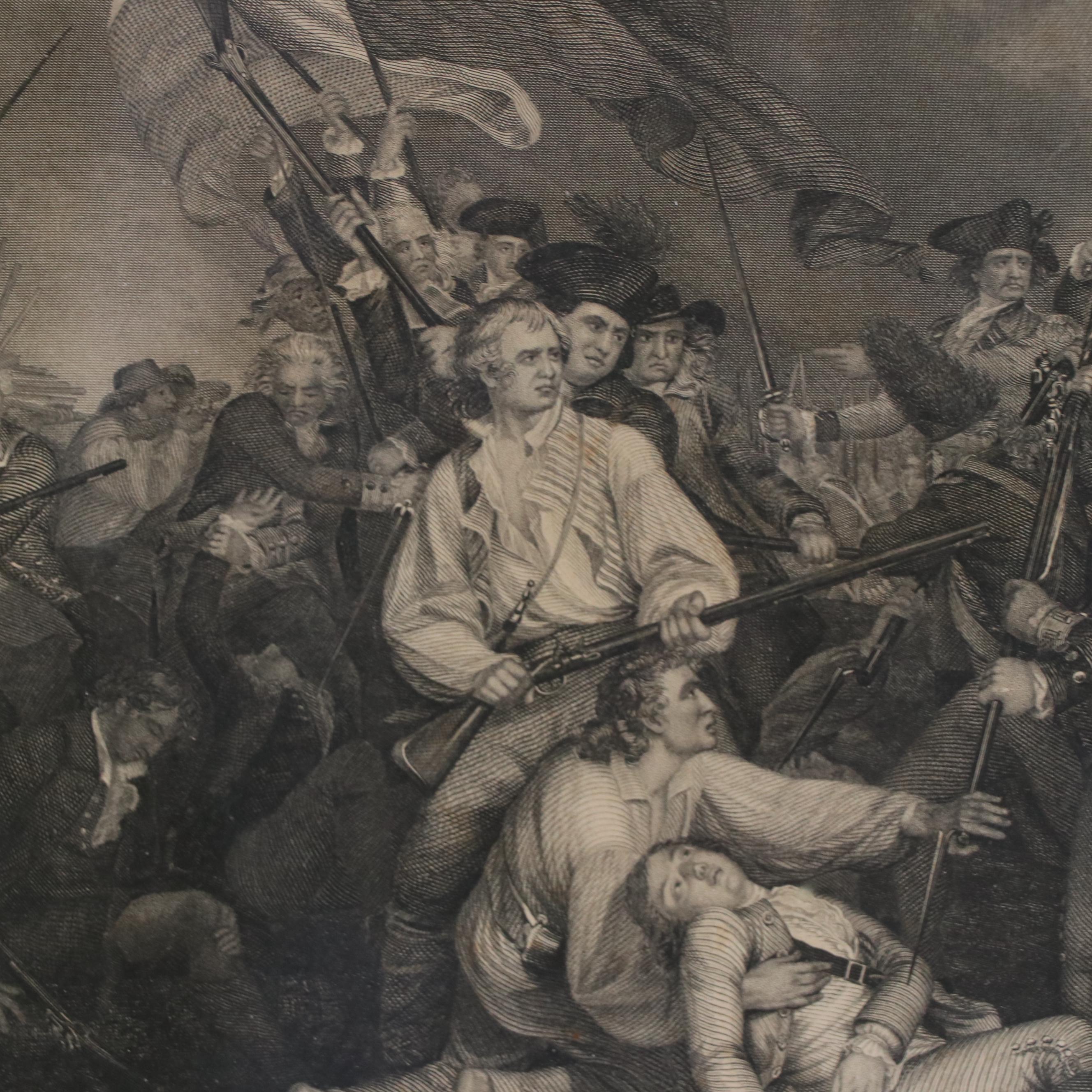 Engraving After John Trumbull "The Battle at Bunker's Hill"