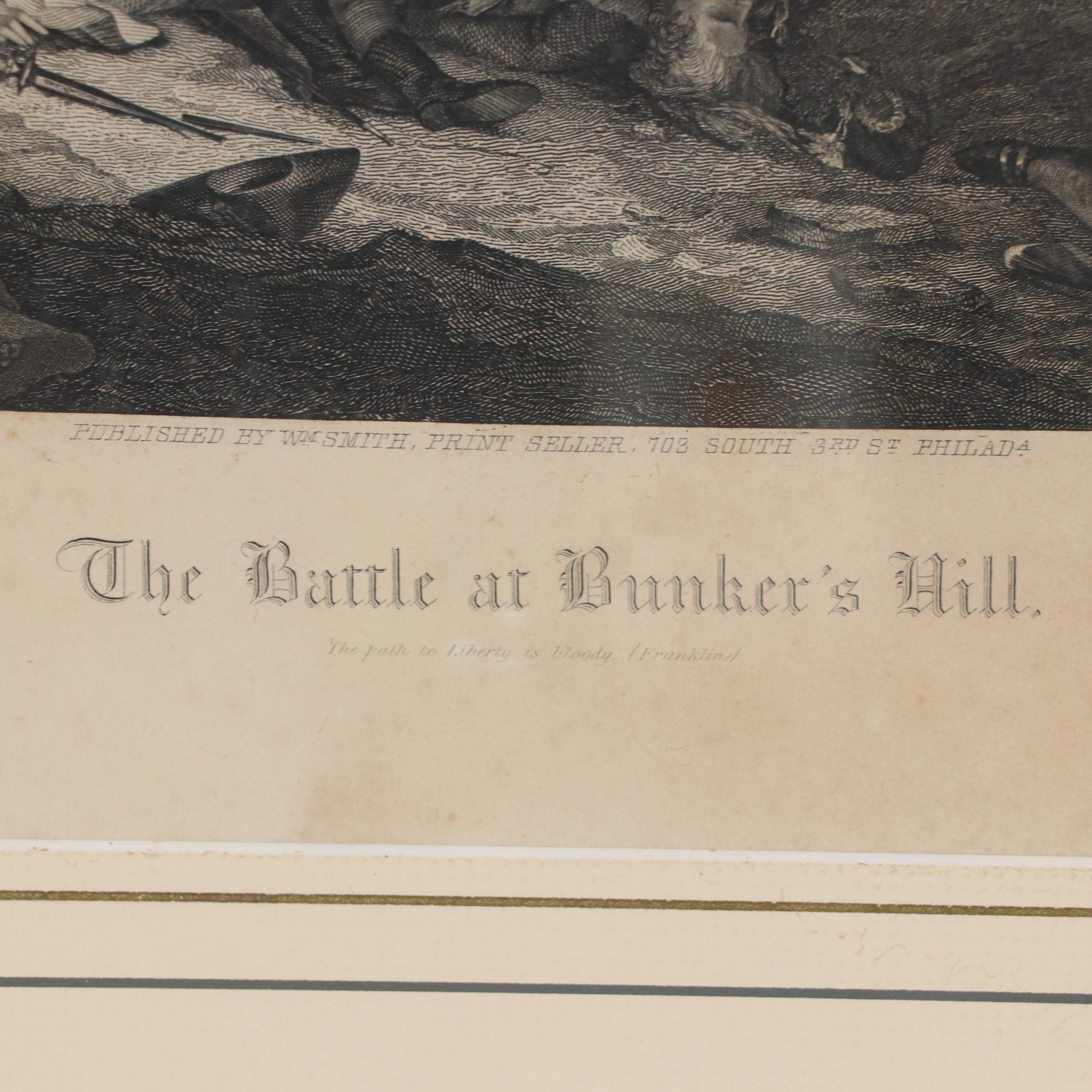 Engraving After John Trumbull "The Battle at Bunker's Hill"