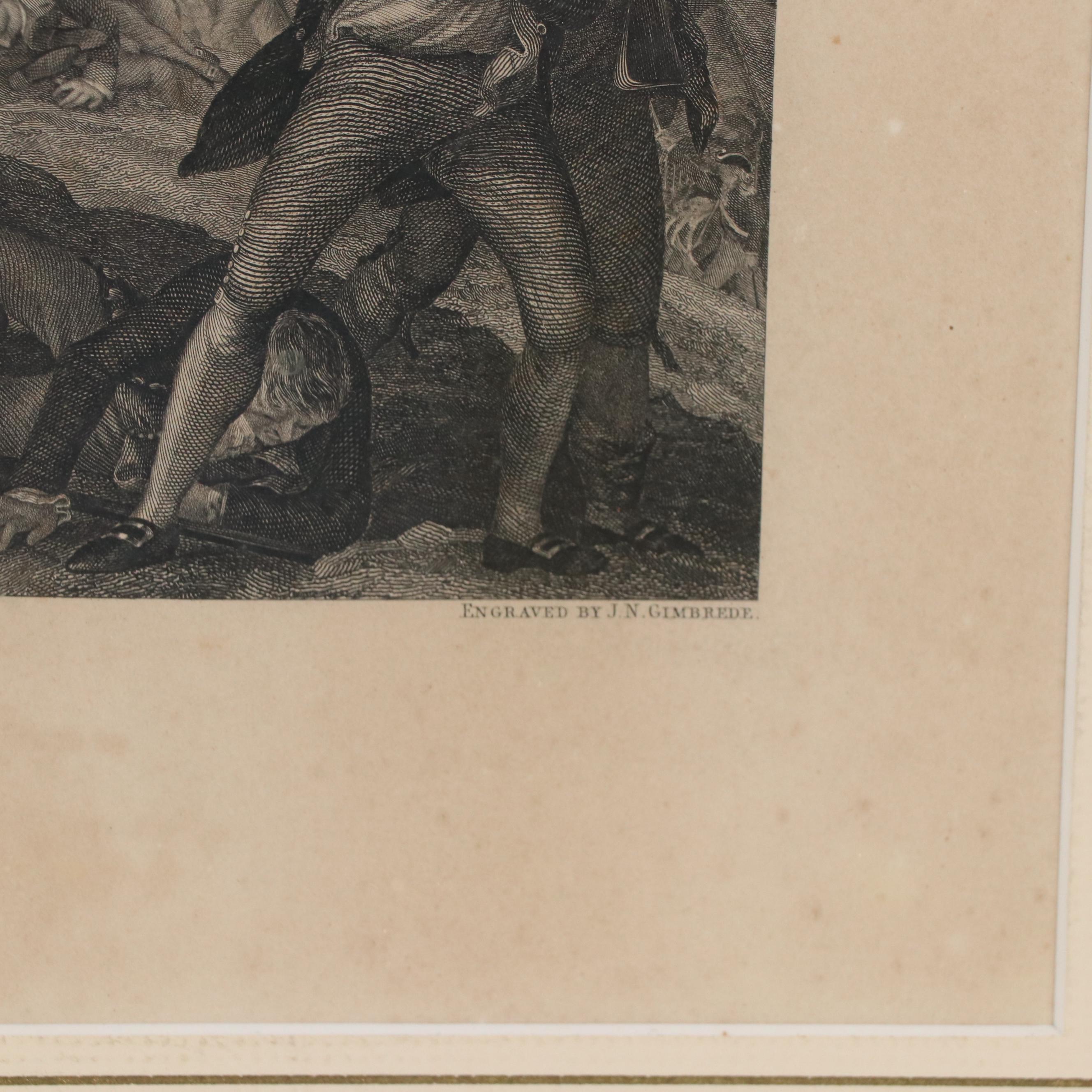 Engraving After John Trumbull "The Battle at Bunker's Hill"