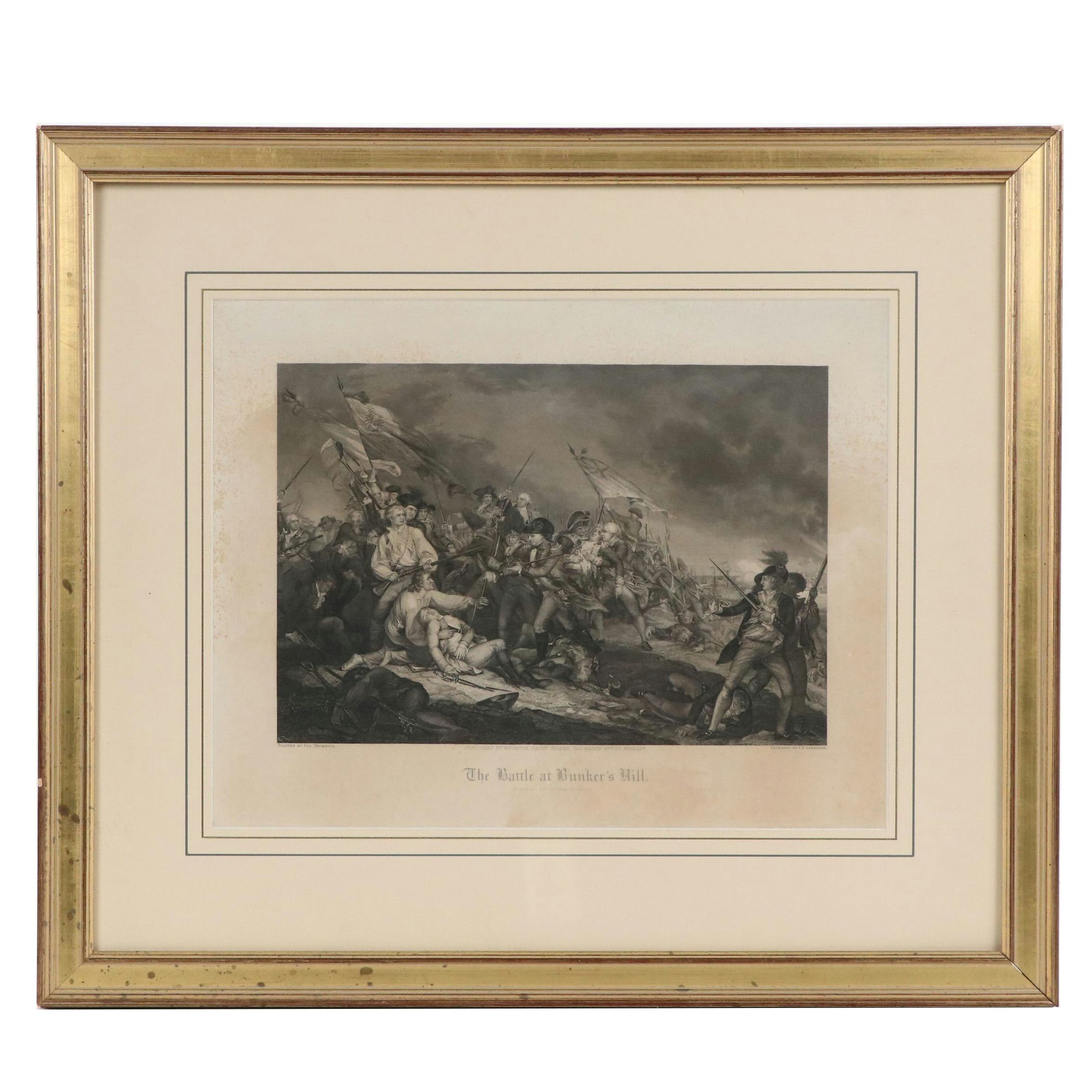 Engraving After John Trumbull "The Battle at Bunker's Hill"